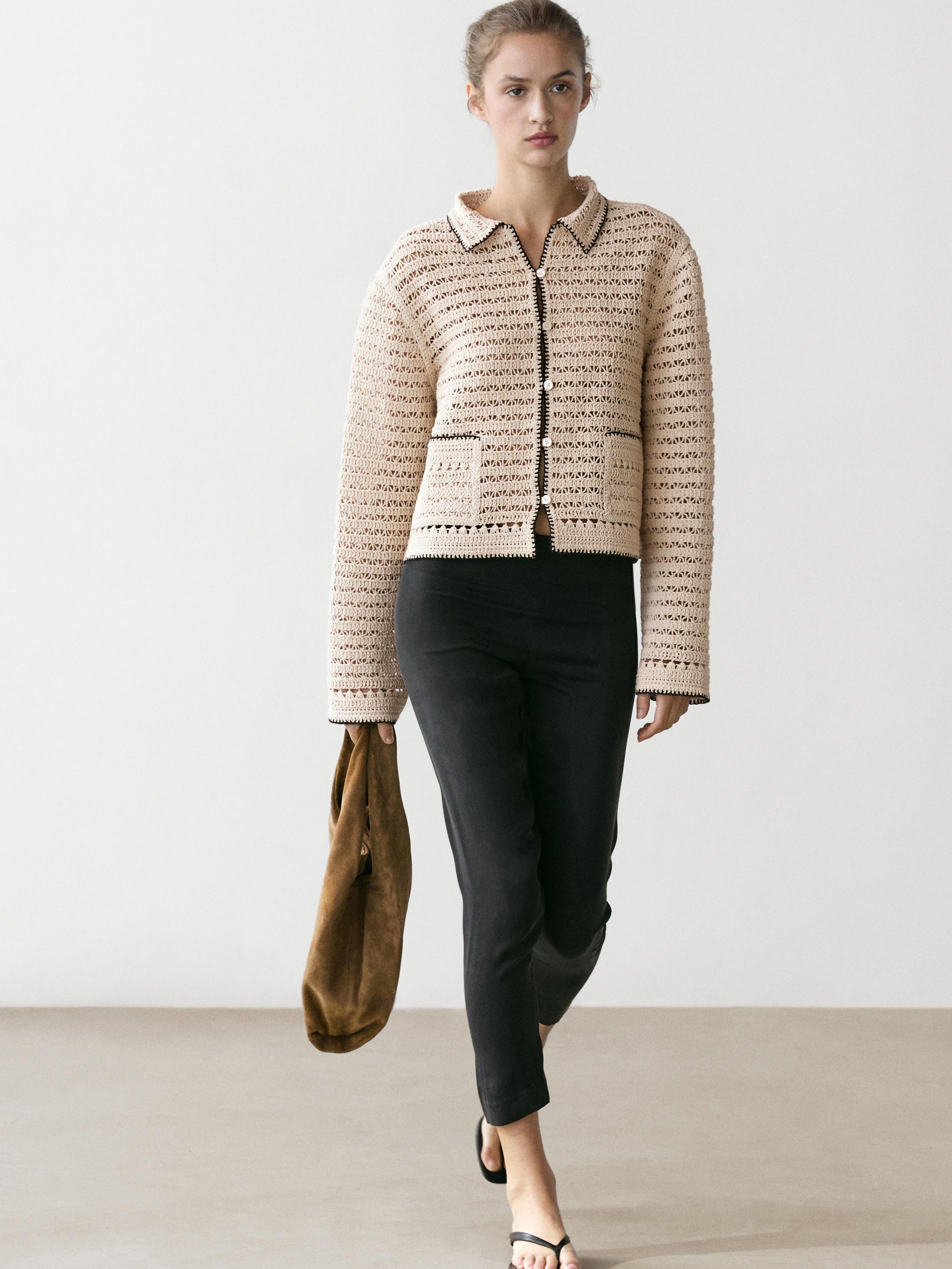 جاكيت كروشيه قصير محاك