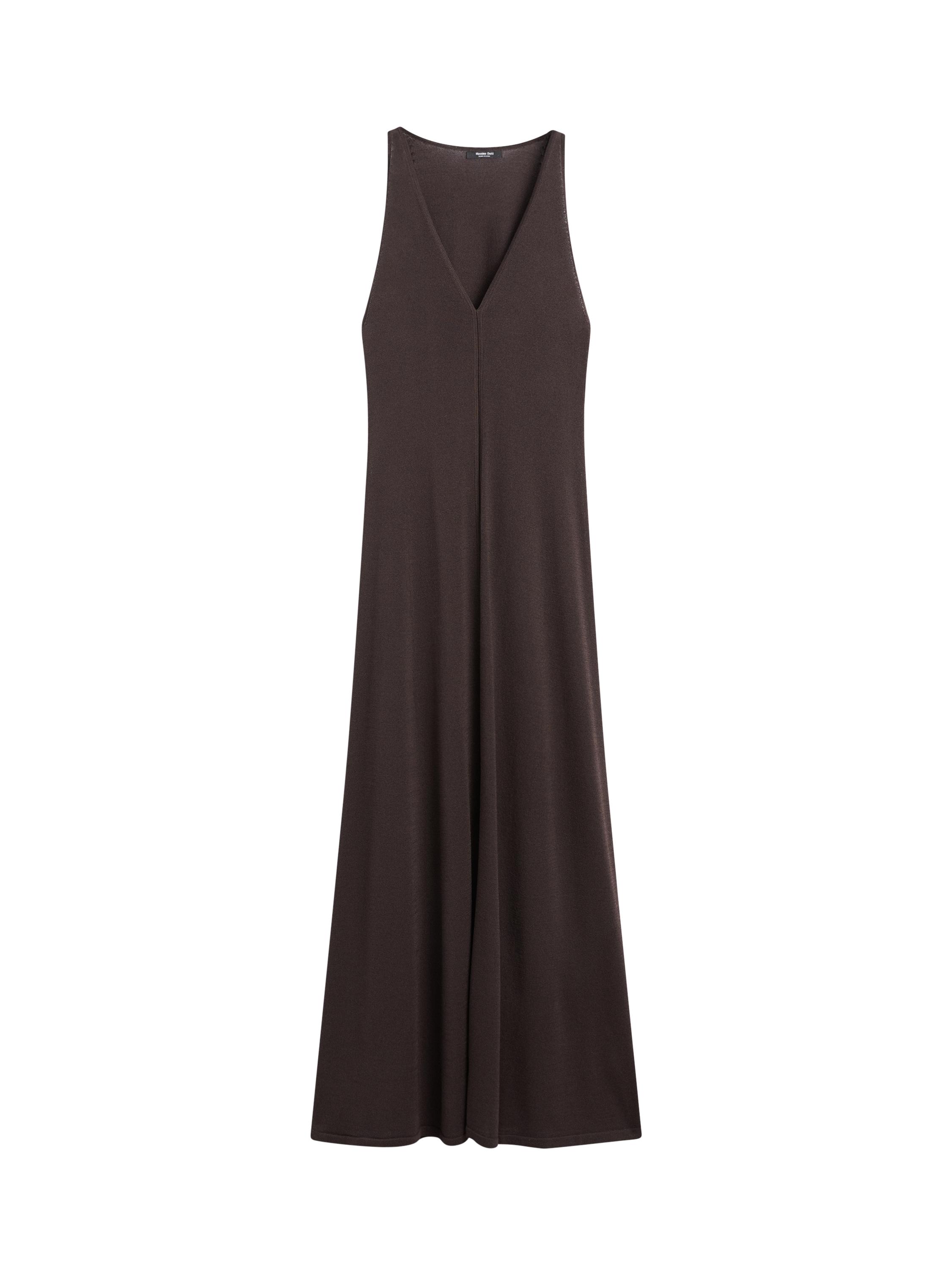 Flowing V-neck midi dress — BROWN