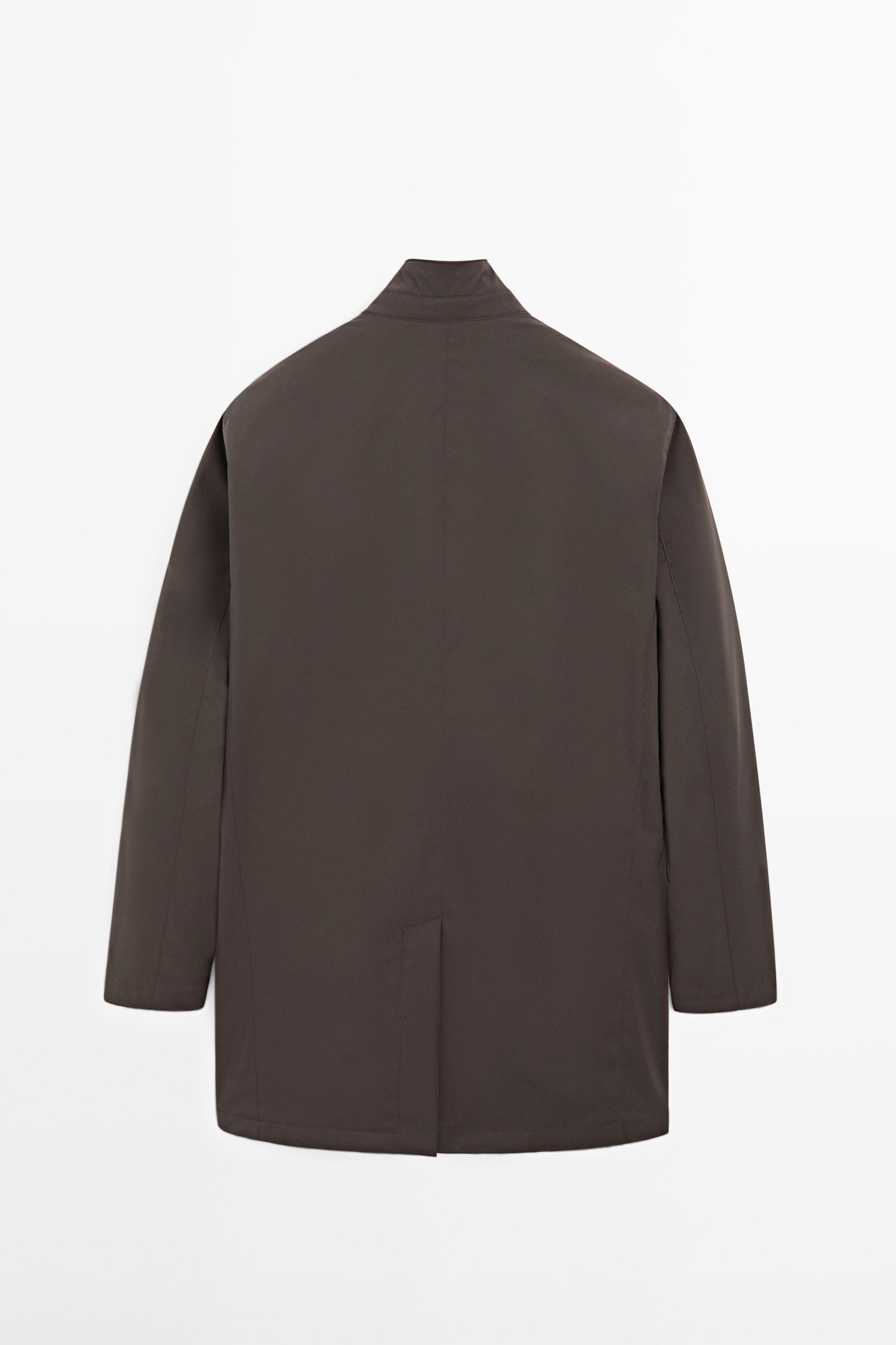 Water-repellent puffer jacket — Chocolate