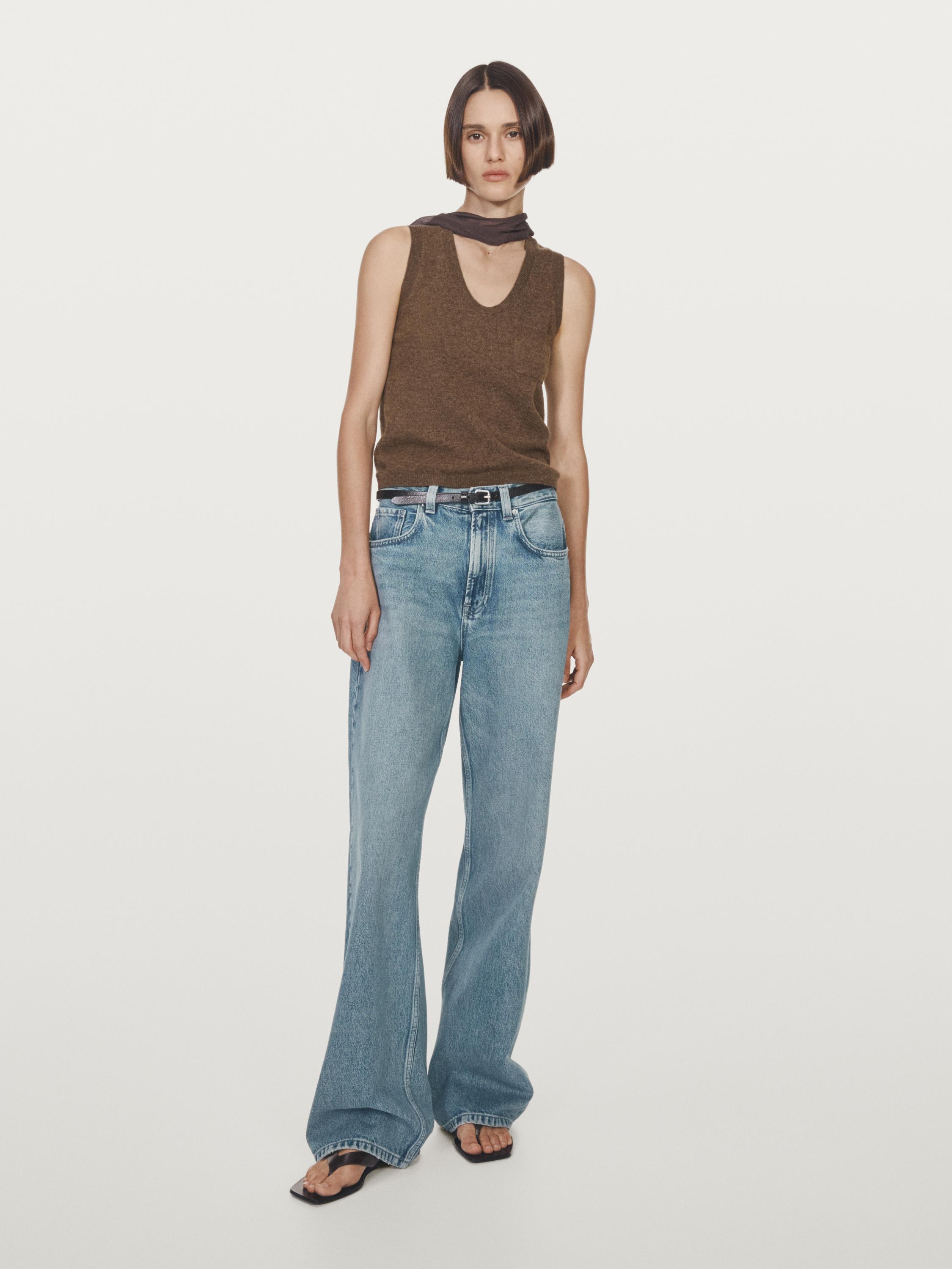 Wool blend top with pocket detail