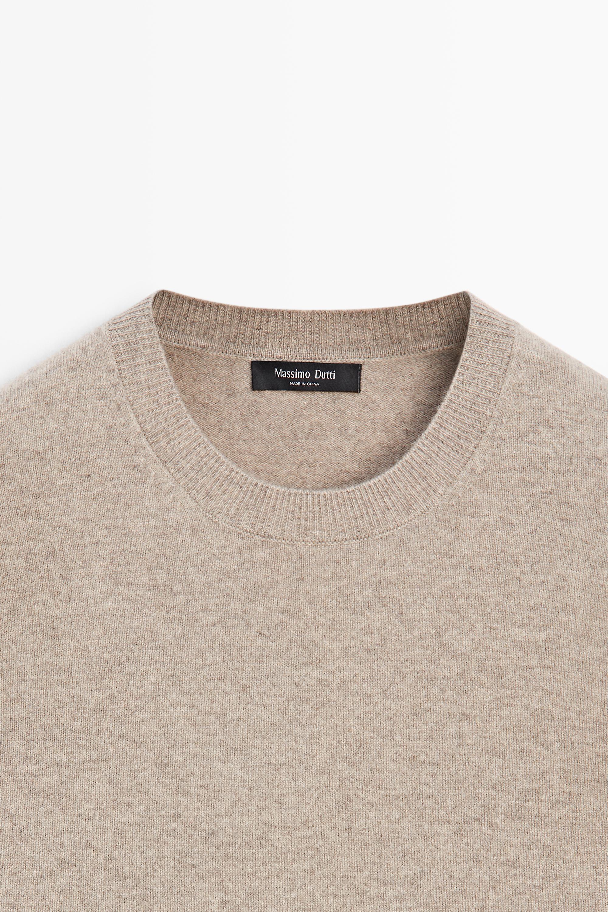 Wool blend round neck knit sweater — MINK