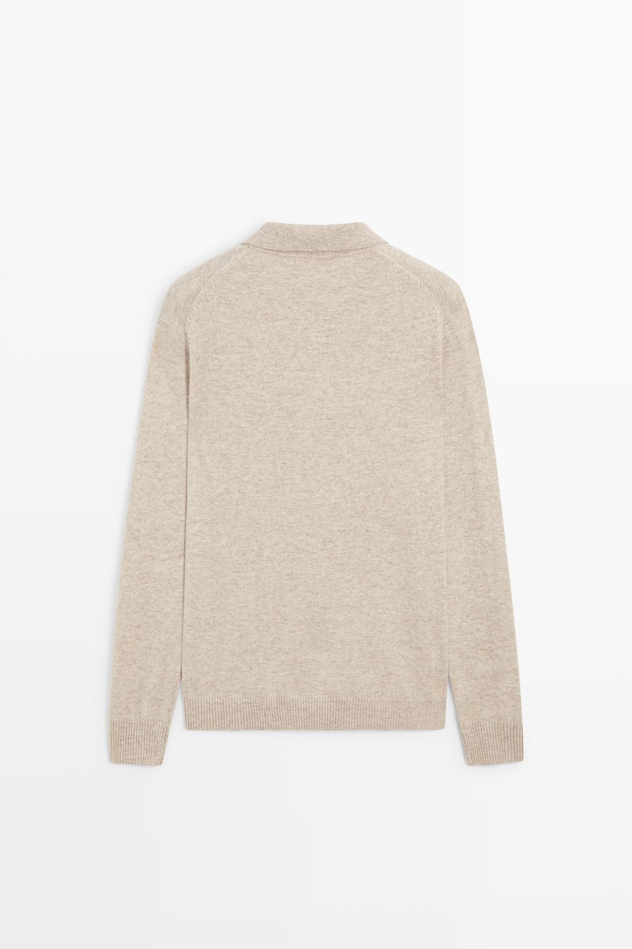 Wool blend polo sweater — SAND BROWN