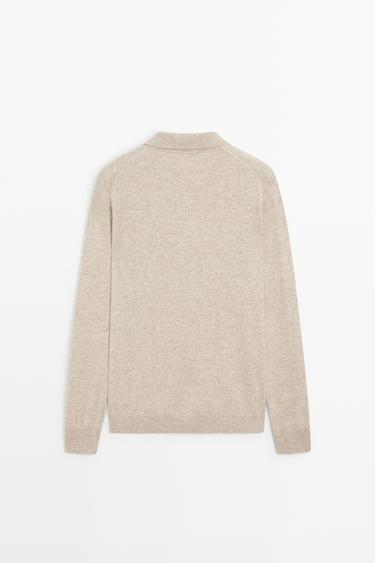 Wool blend polo sweater — SAND BROWN 6