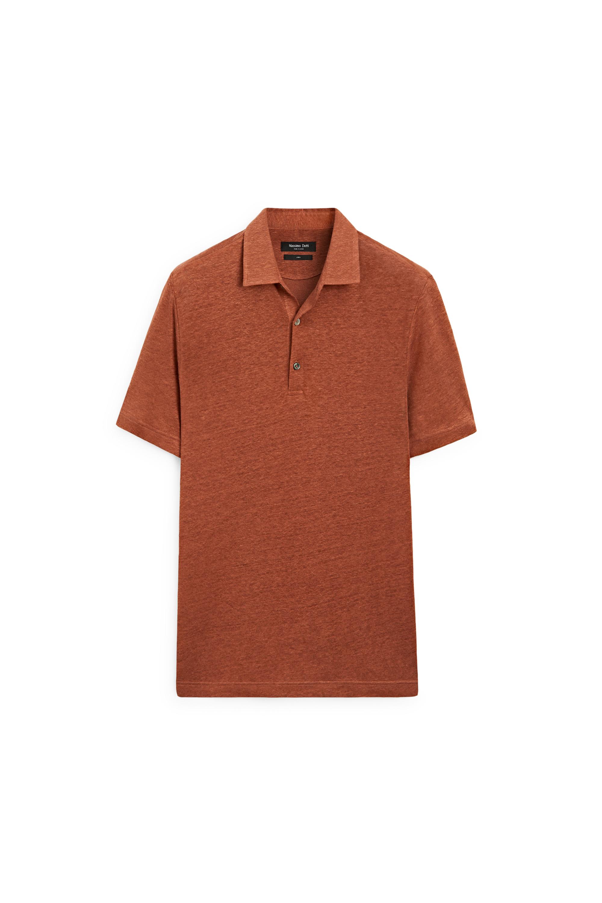 100% linen short sleeve polo shirt — Washed