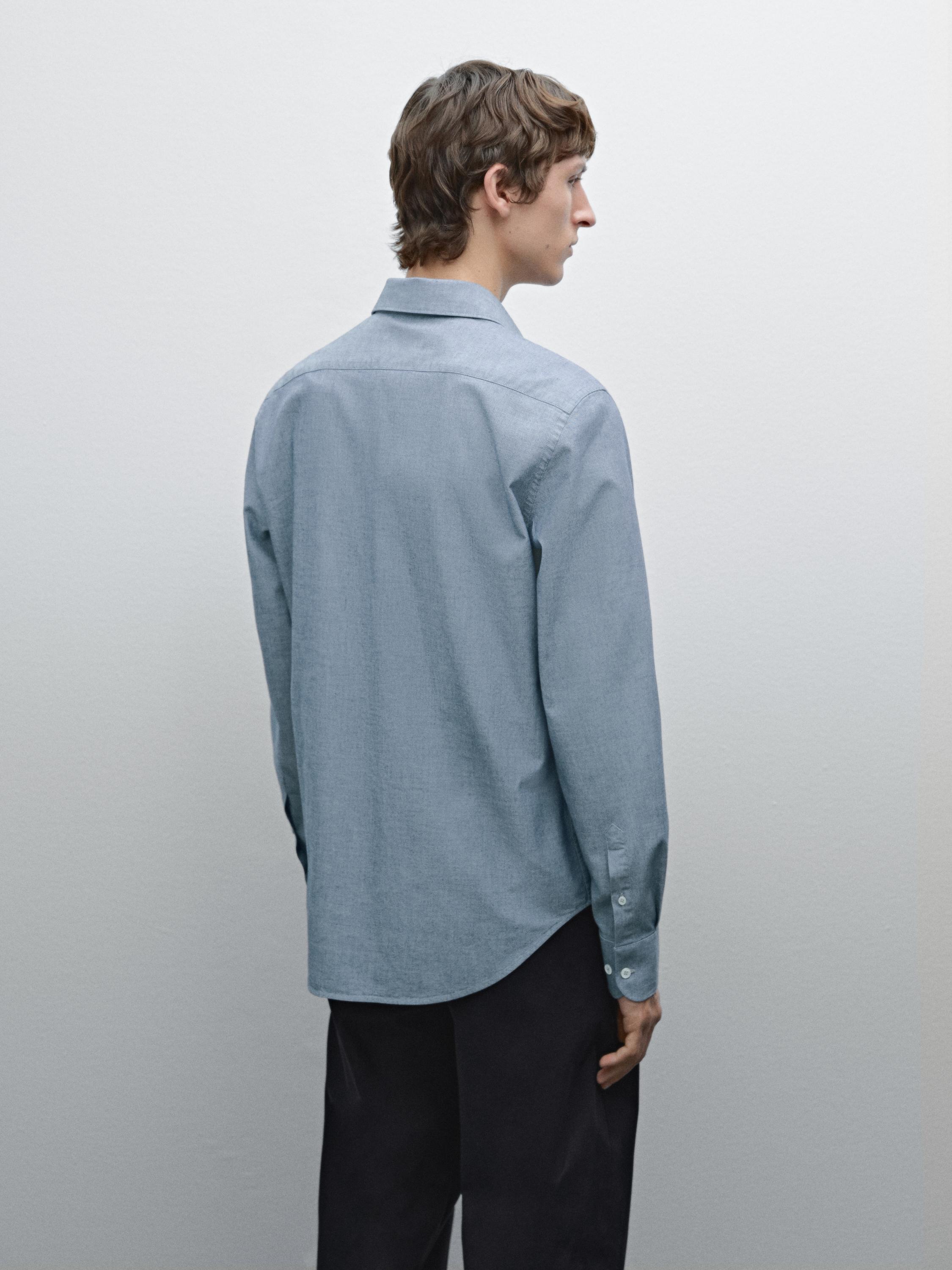 100% cotton denim Oxford shirt