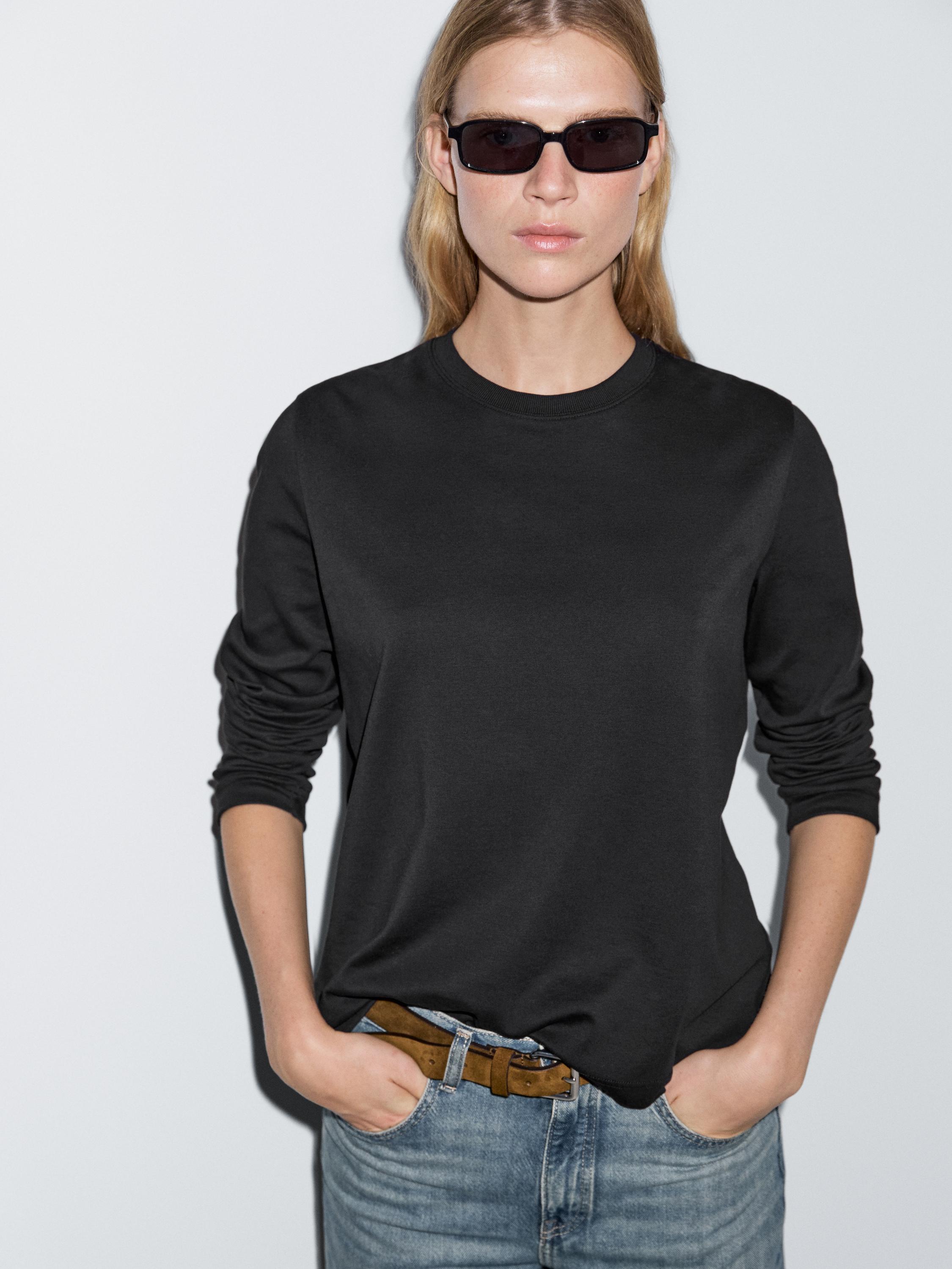 100% cotton interlock long sleeve T-shirt