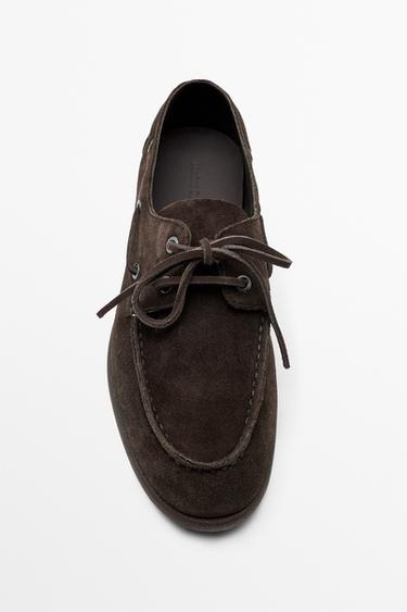 Split leather deck shoes — BROWN 5
