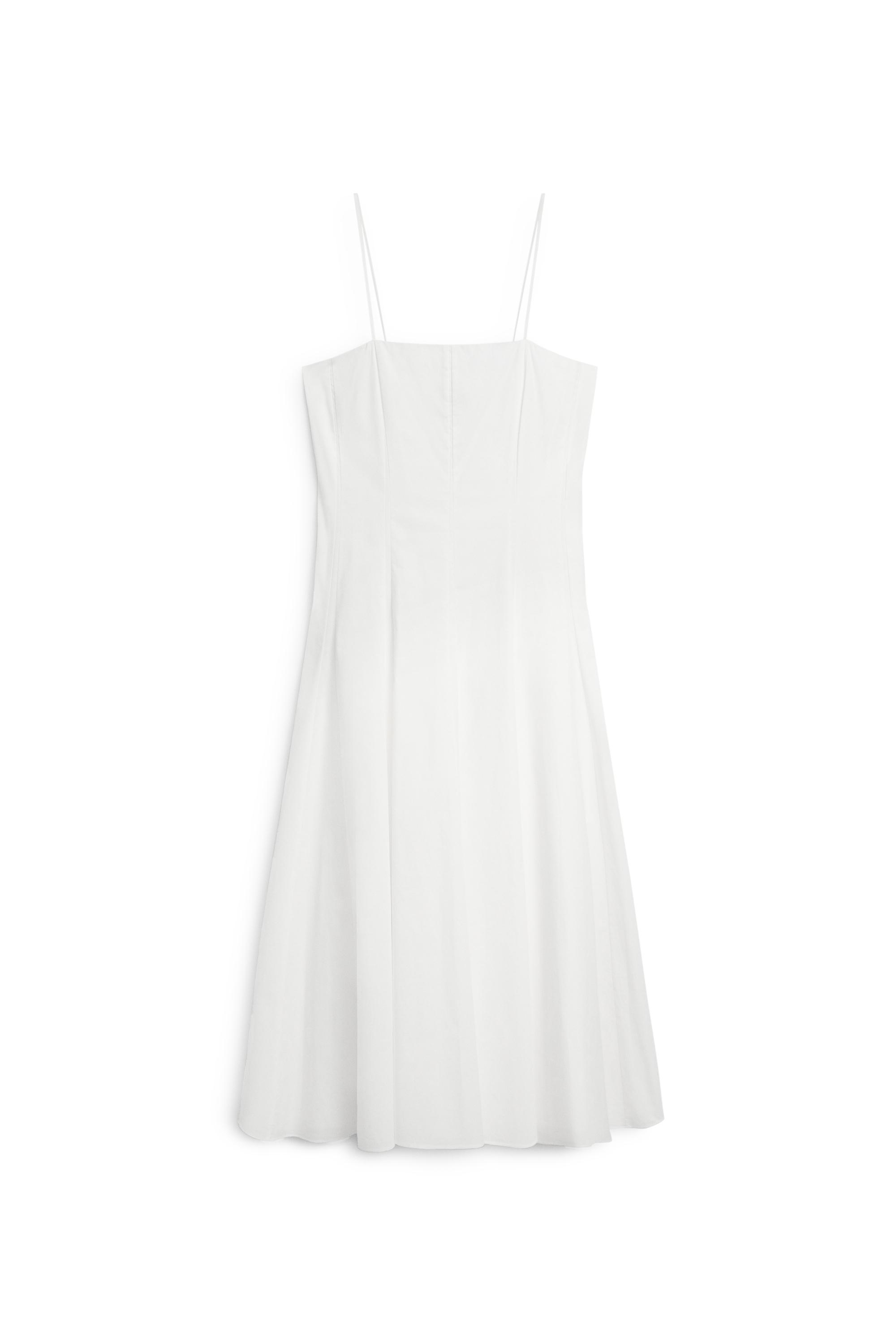 Poplin strap midi dress — WHITE