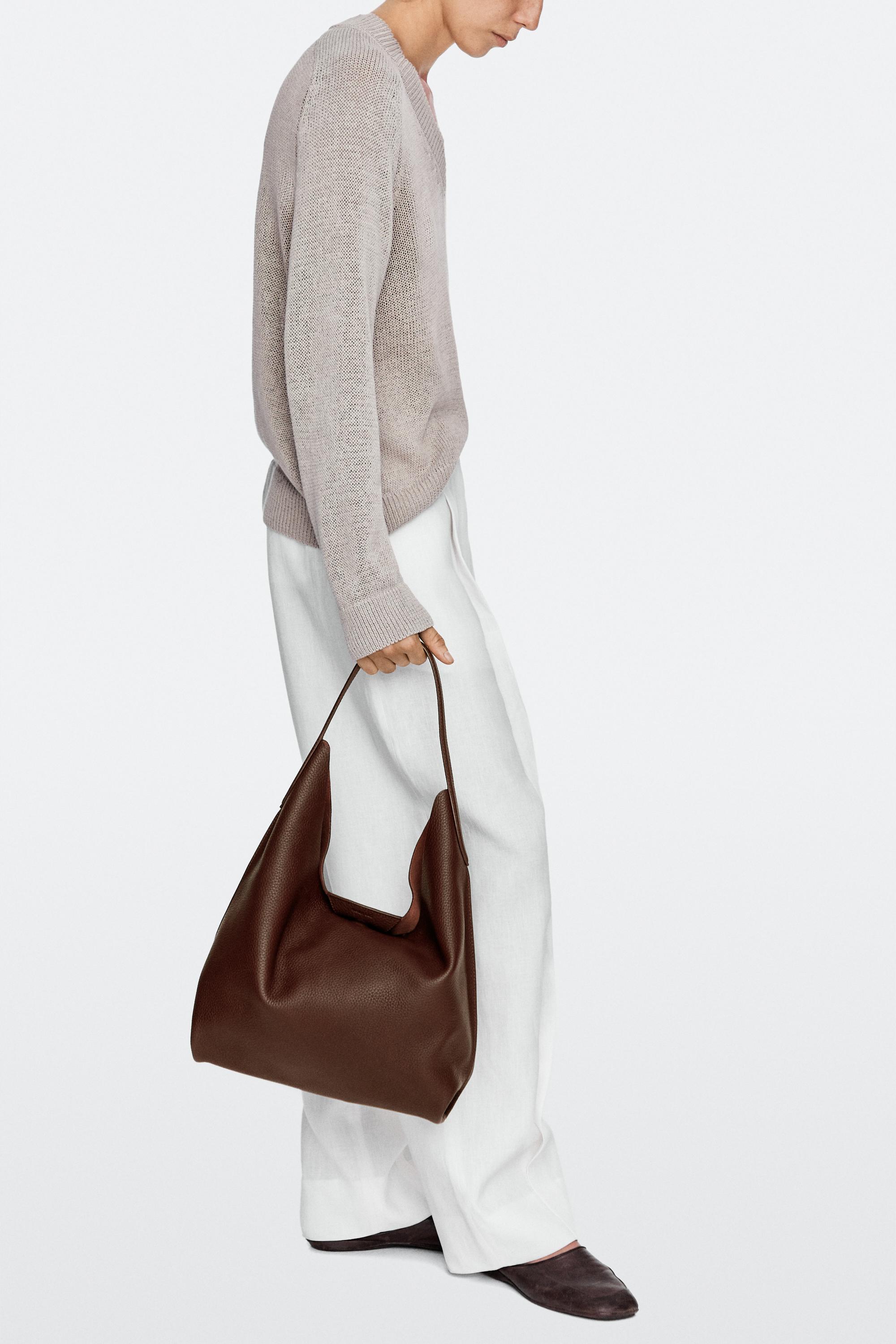 Medium nappa leather shoulder bag — BURGUNDY