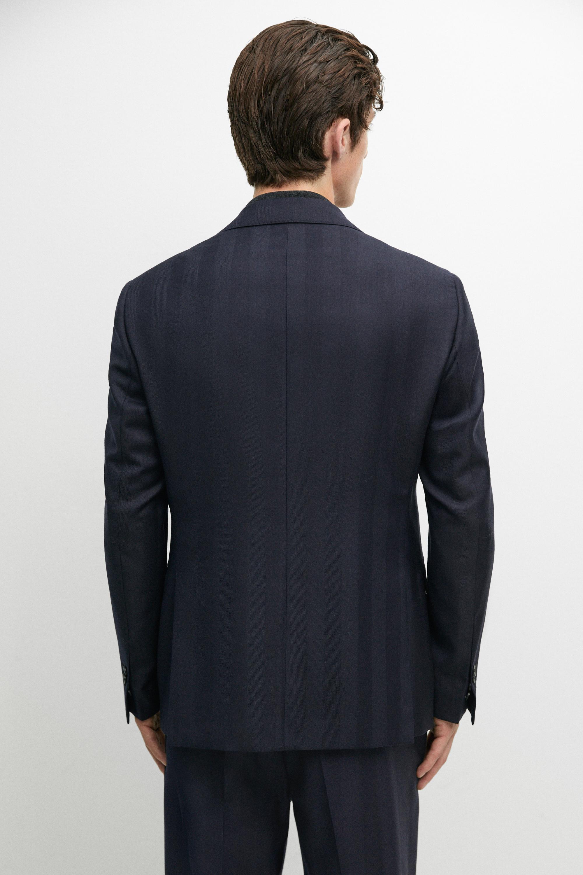 Herringbone suit blazer — NAVY BLUE