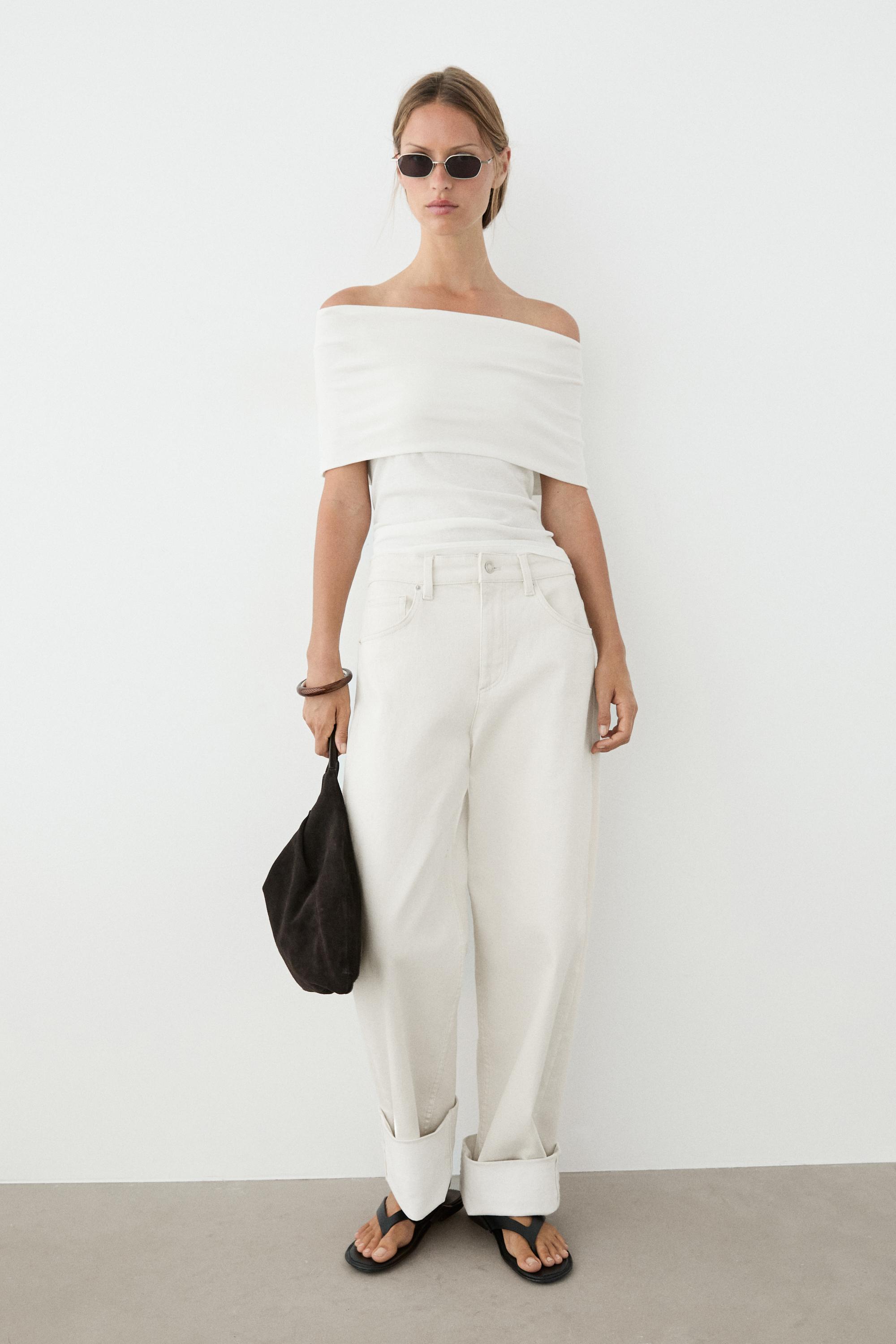 Cotton off-the-shoulder top — Off white