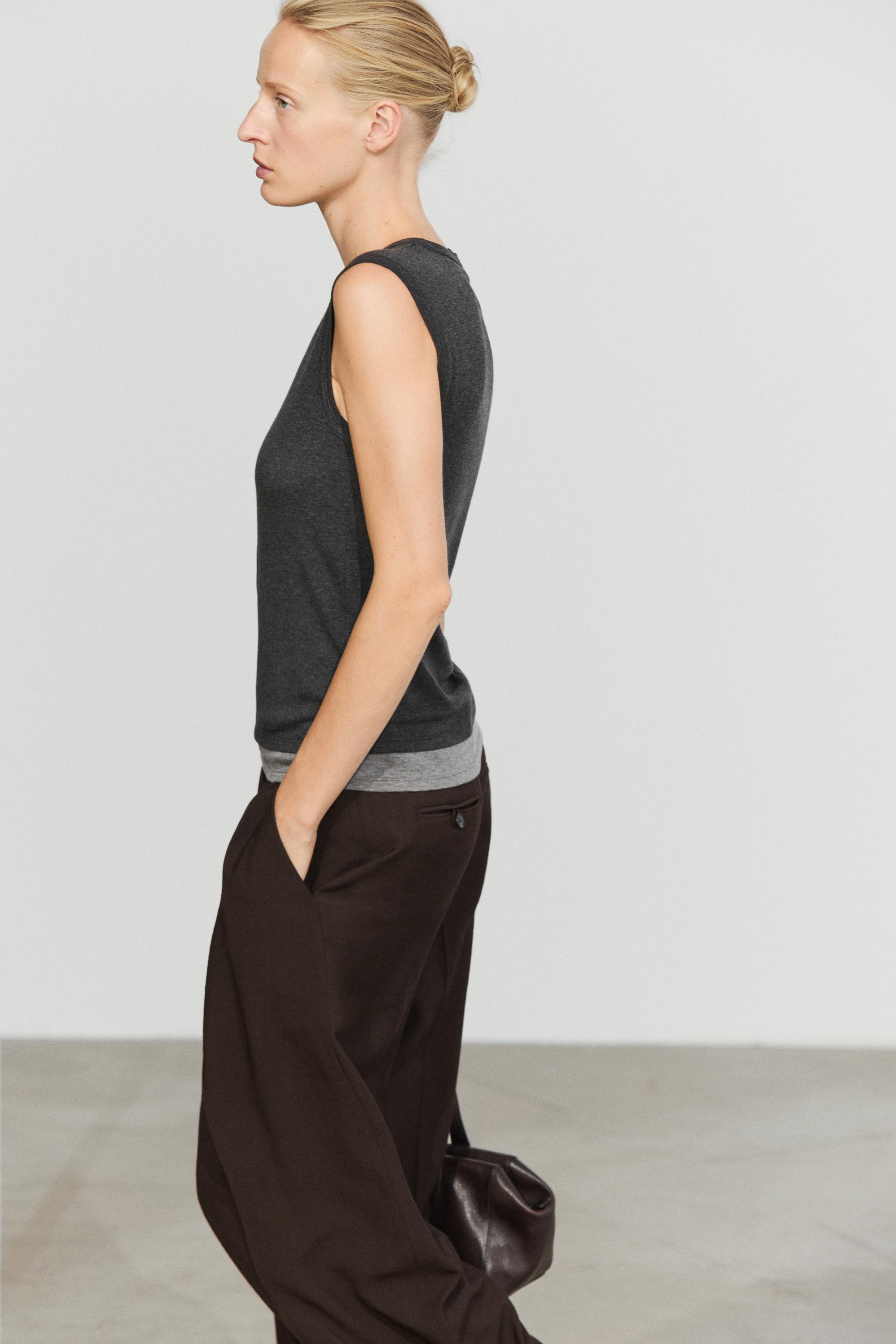 Wool blend double-layer T-shirt — DARK GREY