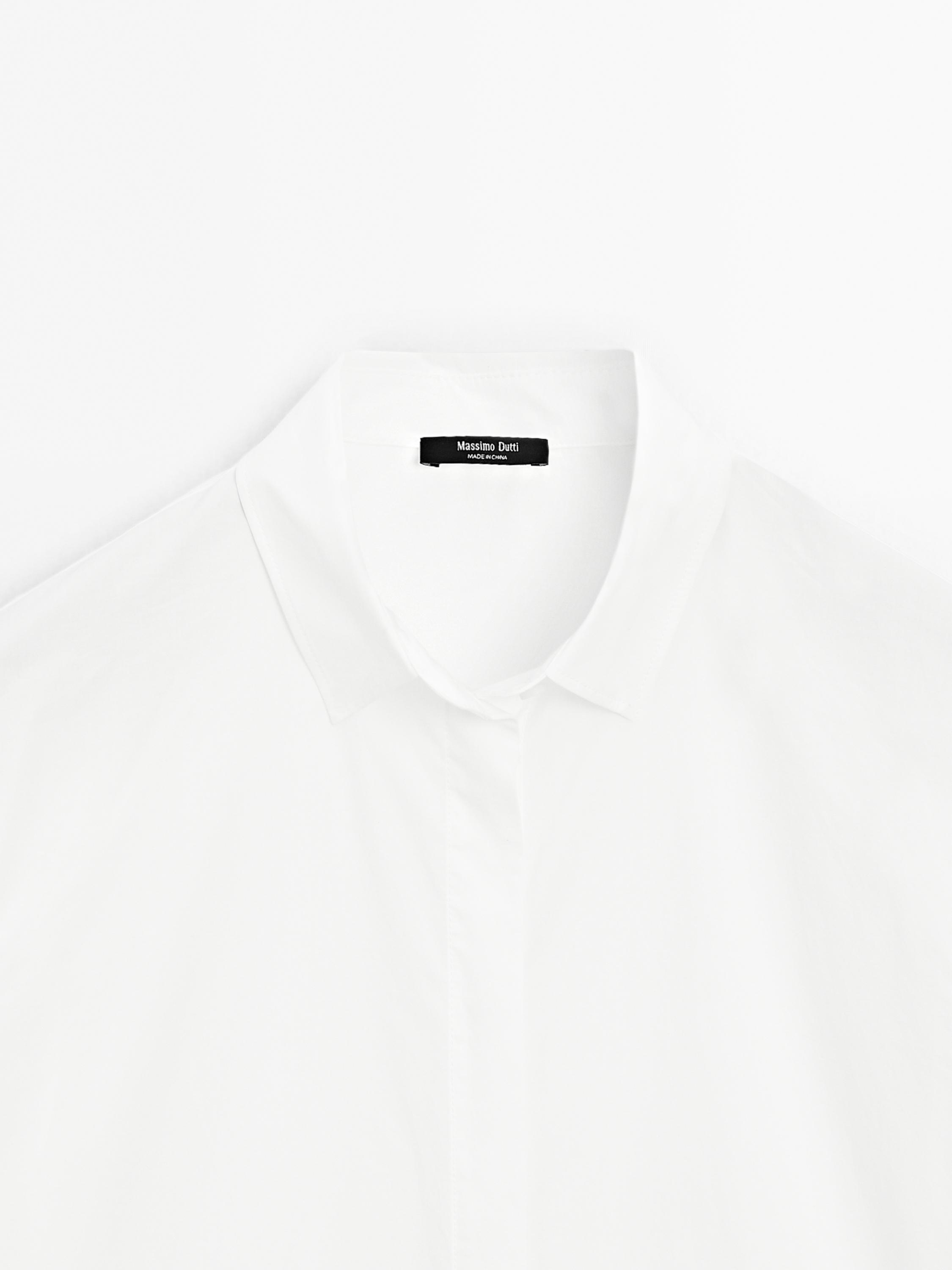 Poplin shirt with hidden buttons — WHITE