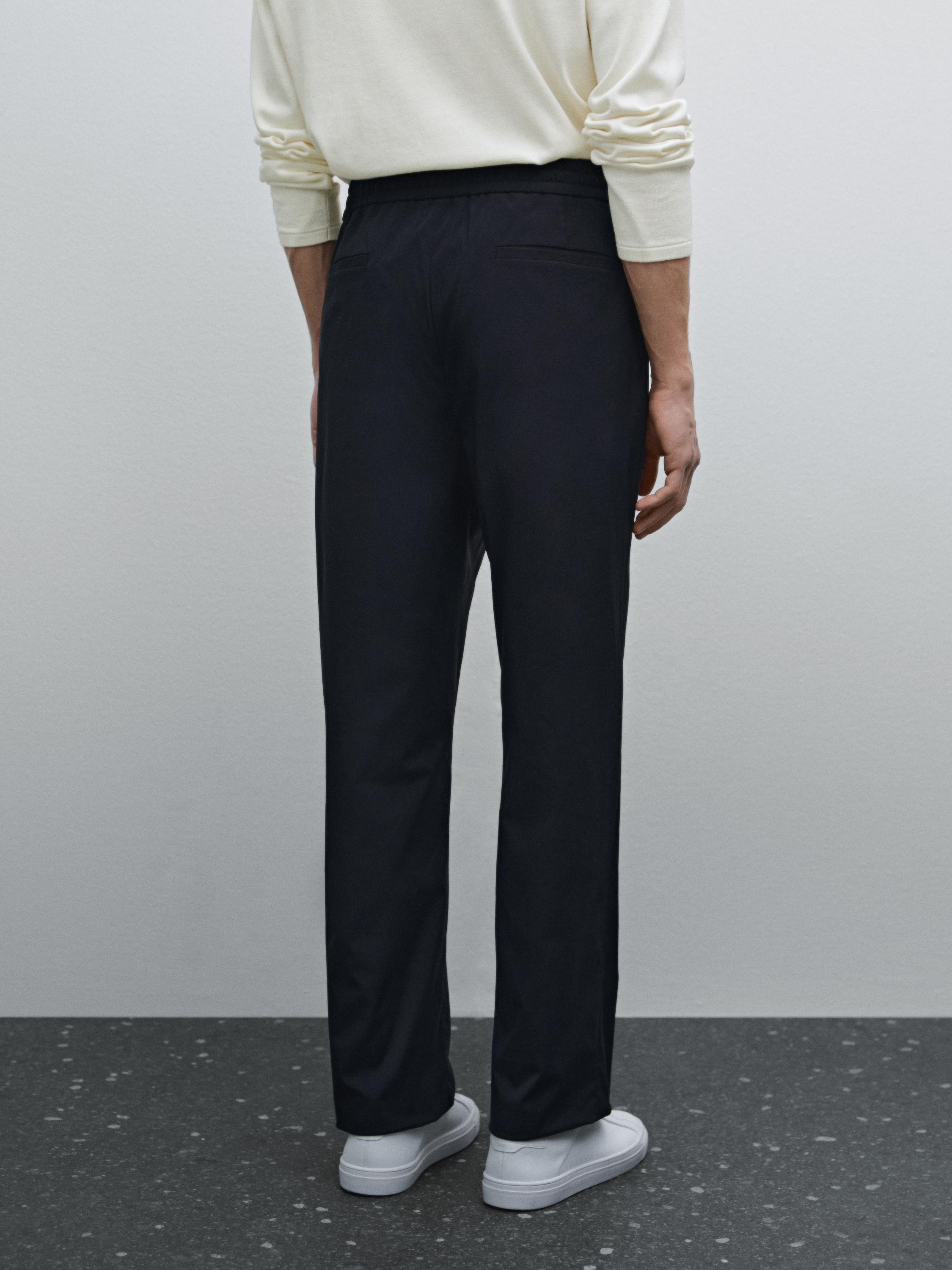 Regular fit technical fabric trousers