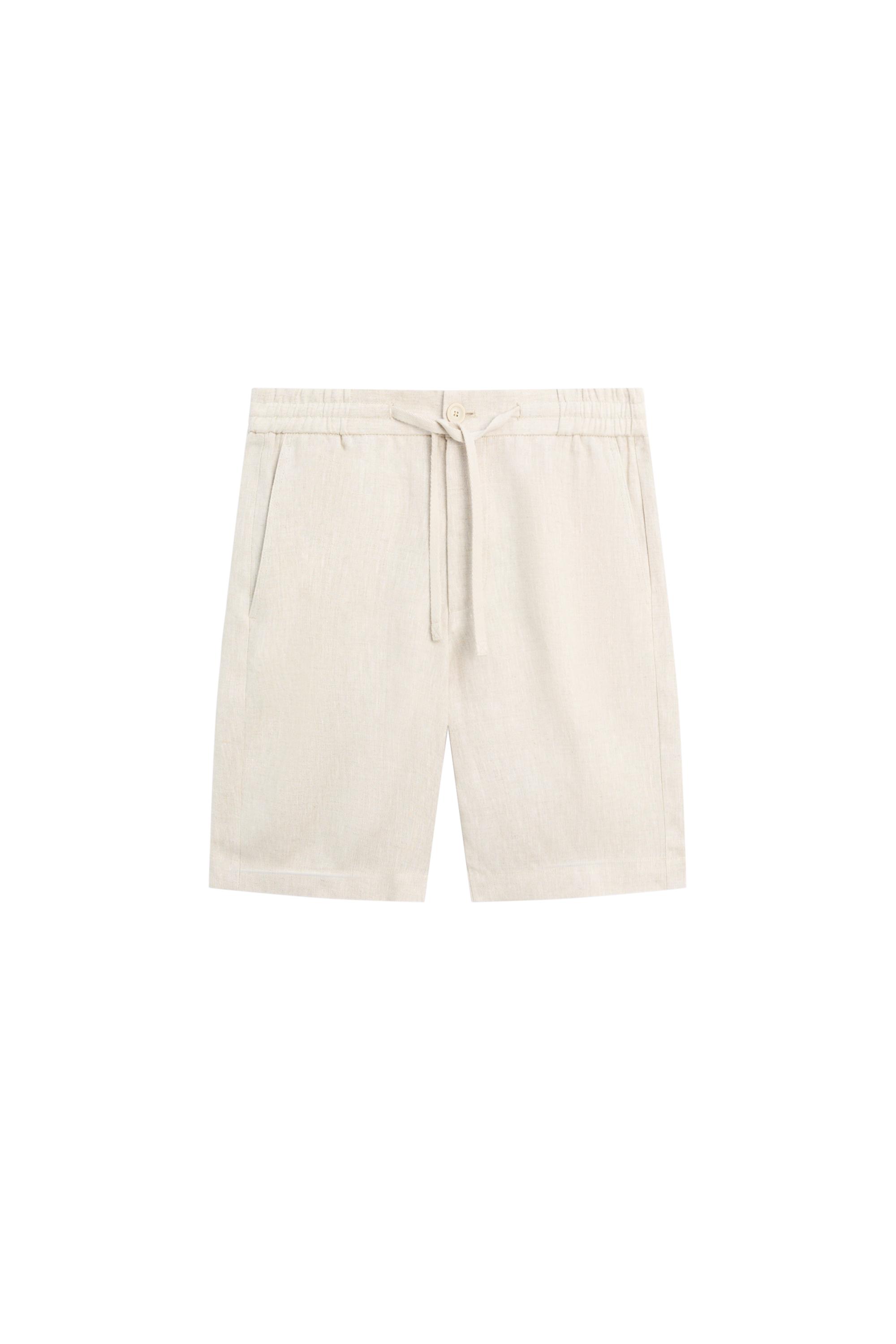 Linen Bermuda shorts with elasticated waistband · Cream · Bermudaâ