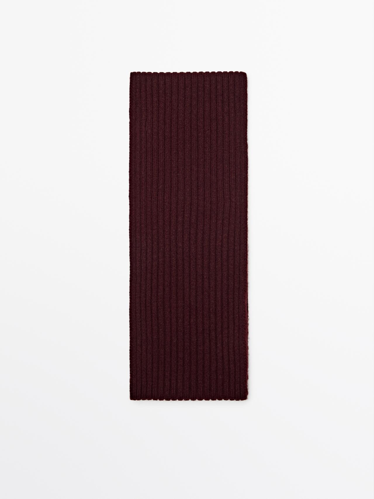 Massimo Dutti - Dame - Tørklæde I Fint Ribstof - Bordeaux - 01