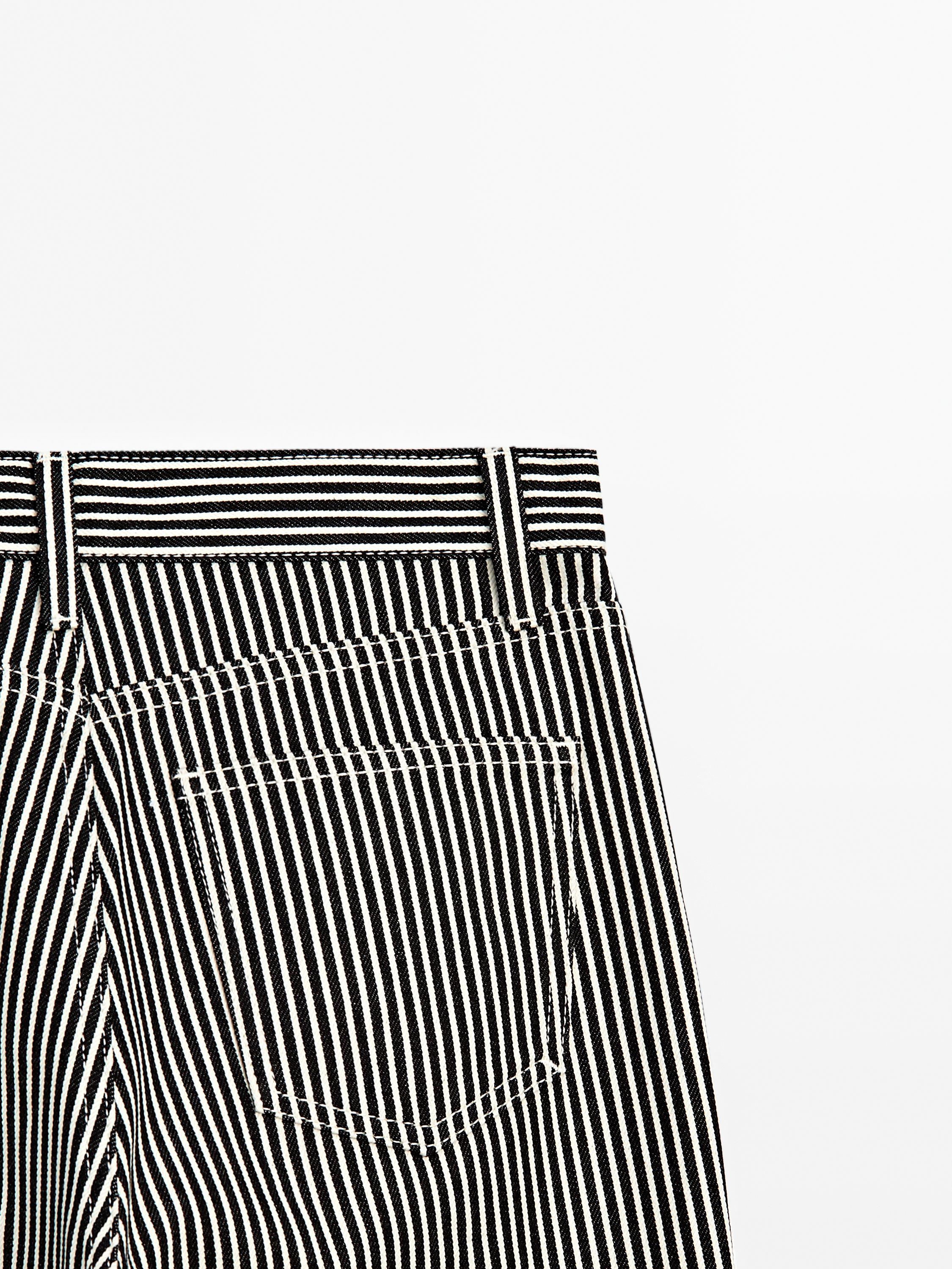 Striped low-rise straight-leg jeans