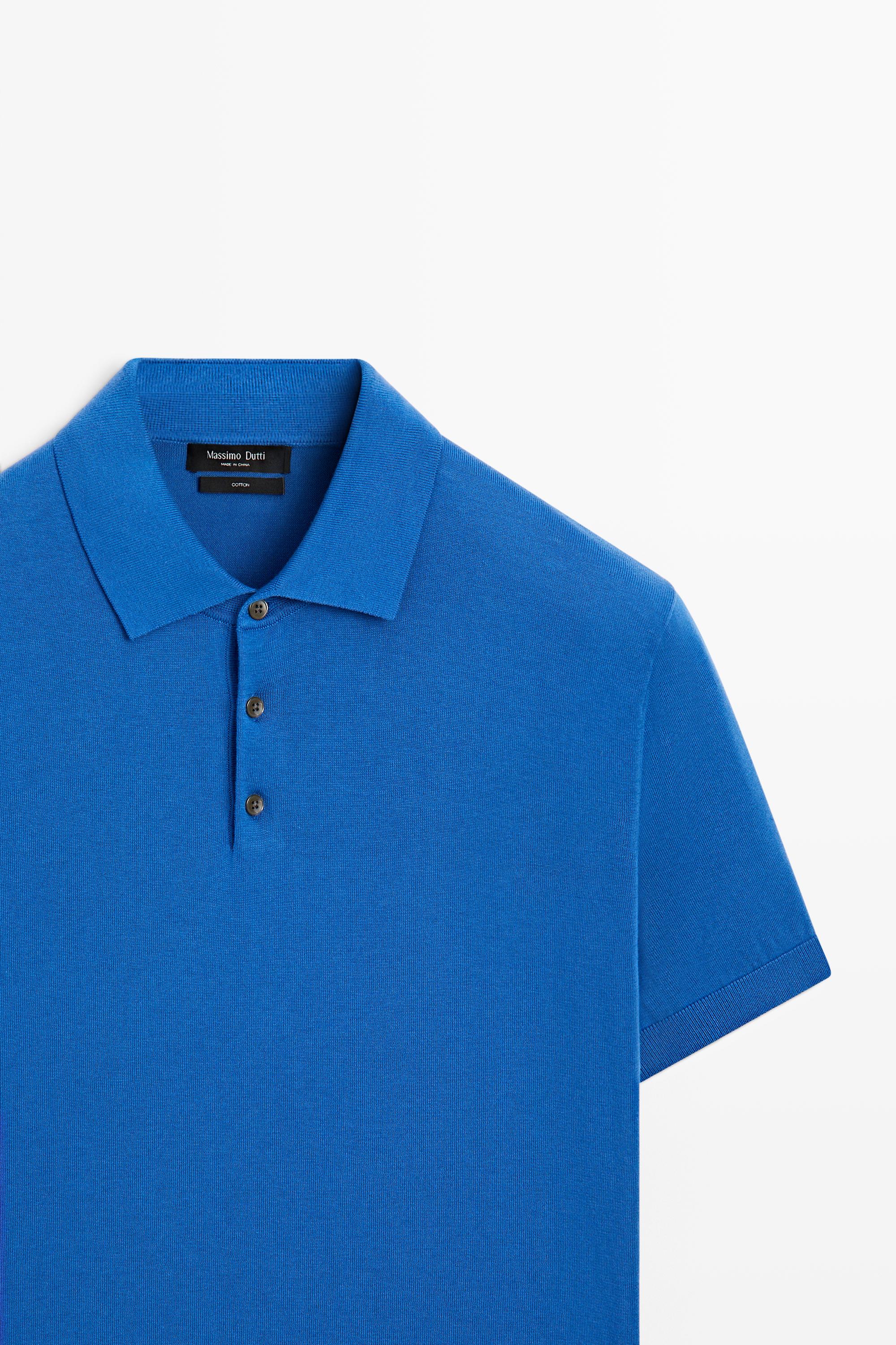 100% Cotton Knit Polo Shirt — BLUE