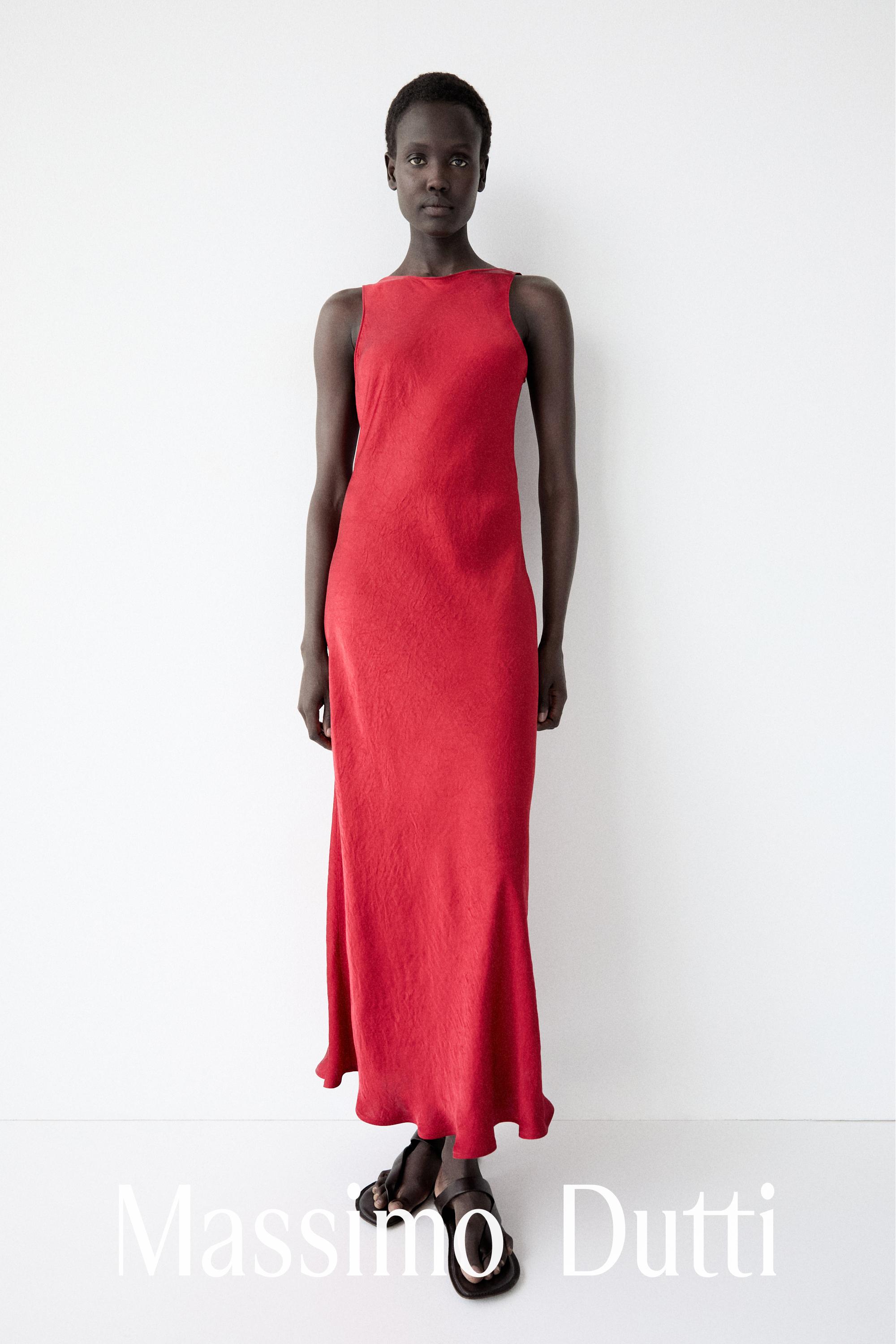 Flowing midi dress — Red