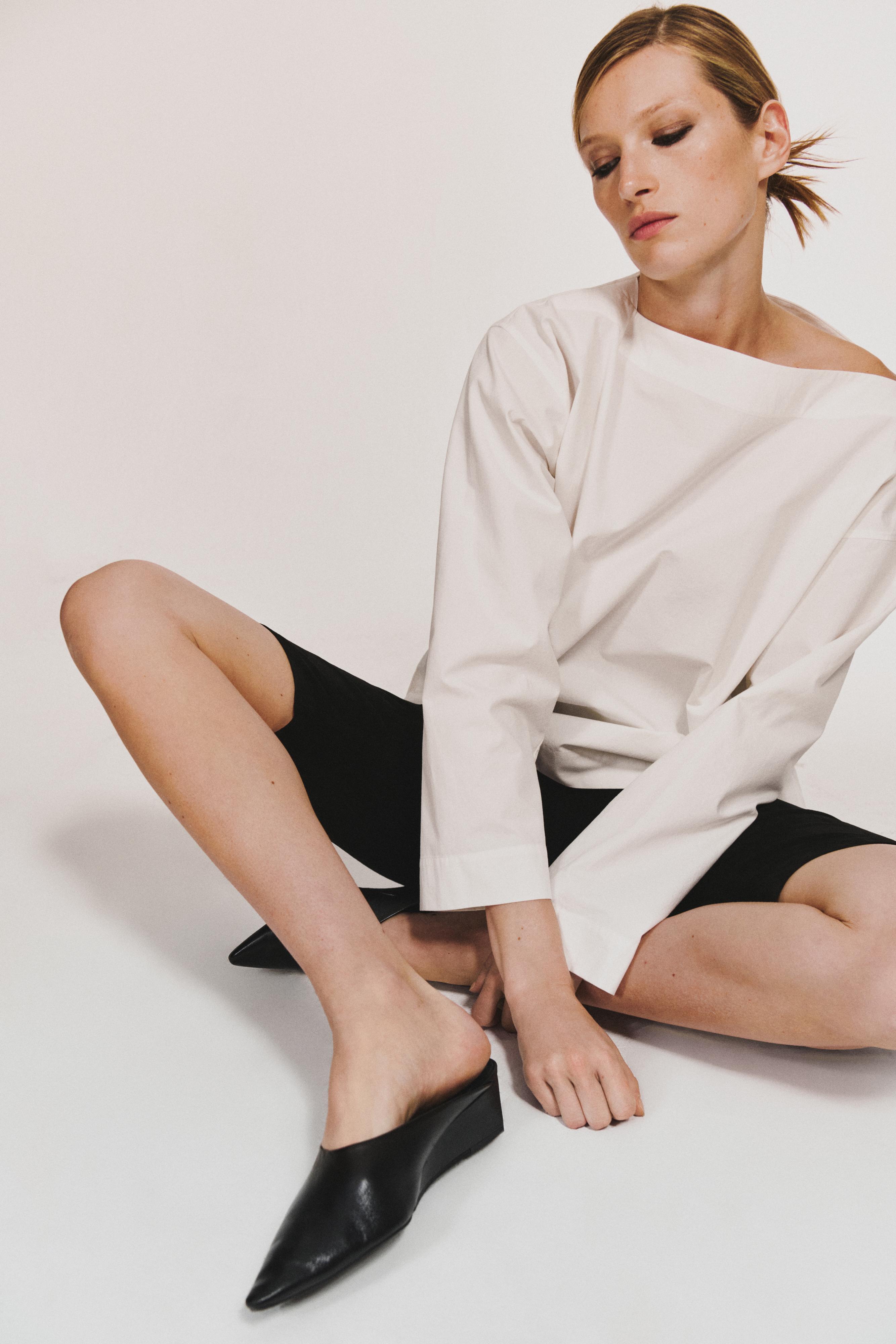 Suede leather cycling shorts — BLACK