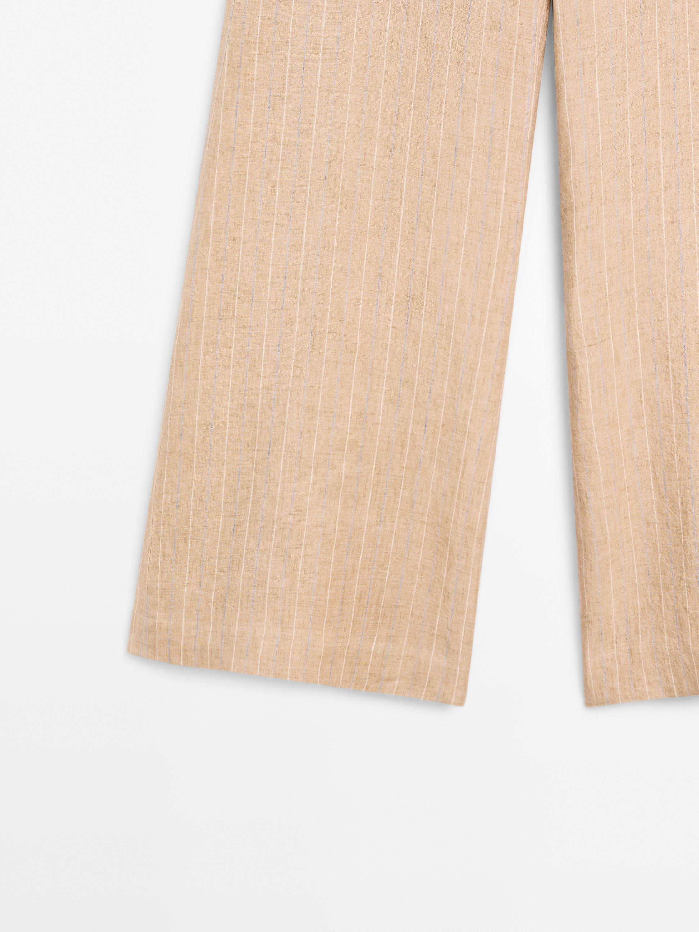 Pantalón wide leg tiro alto lino