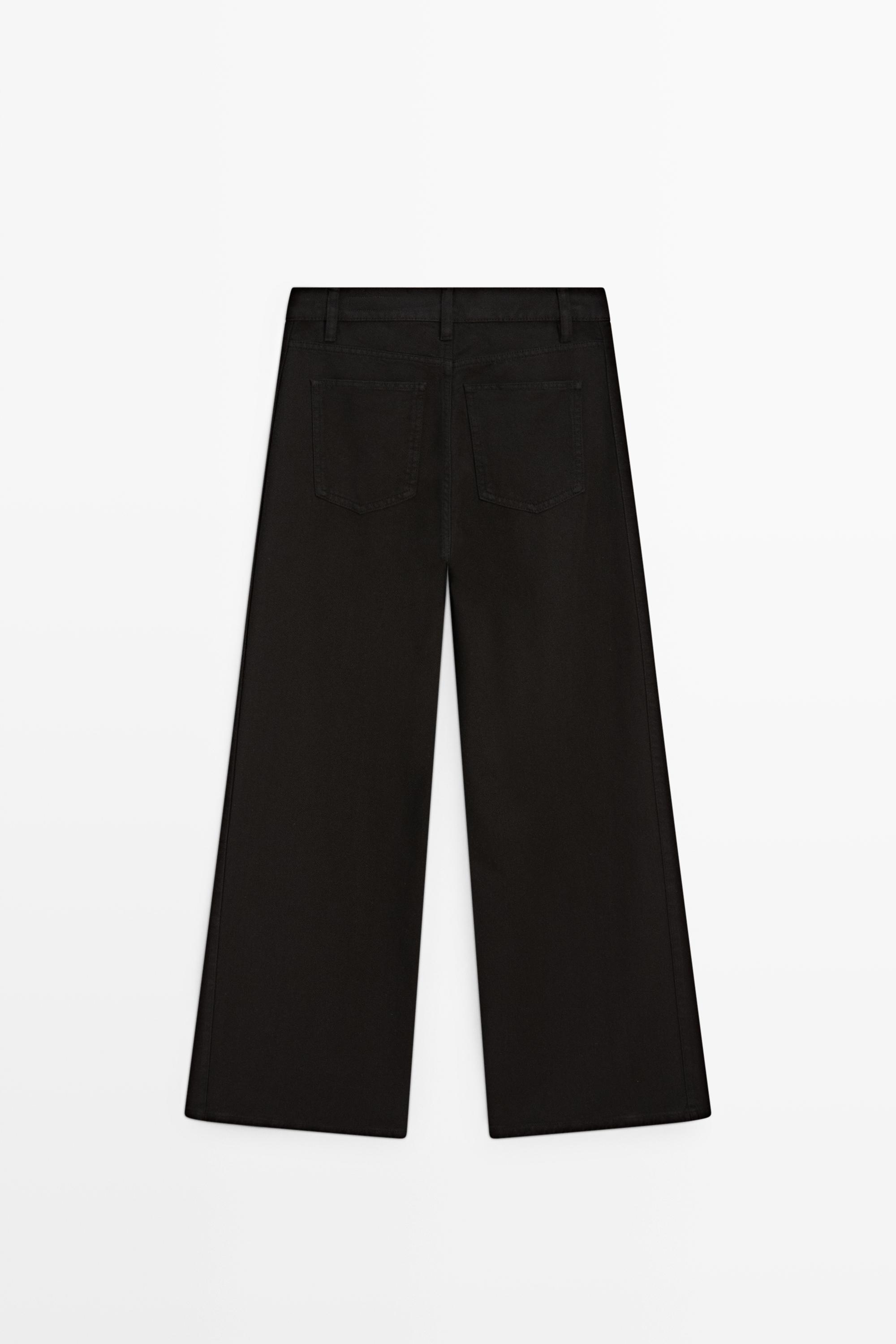 Flowy wide-leg jeans — BLACK
