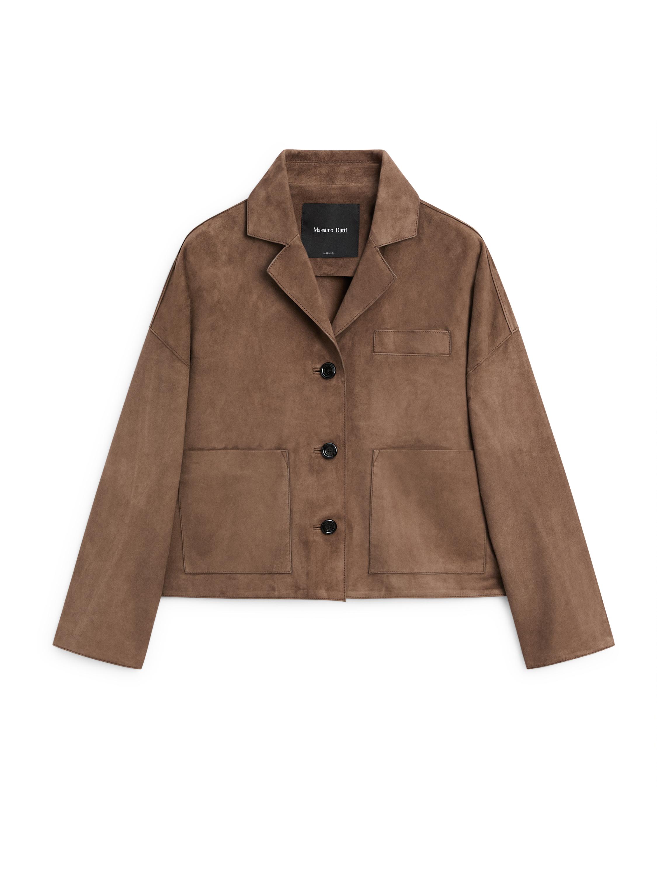 Flowing suede leather jacket — MOLE BROWN