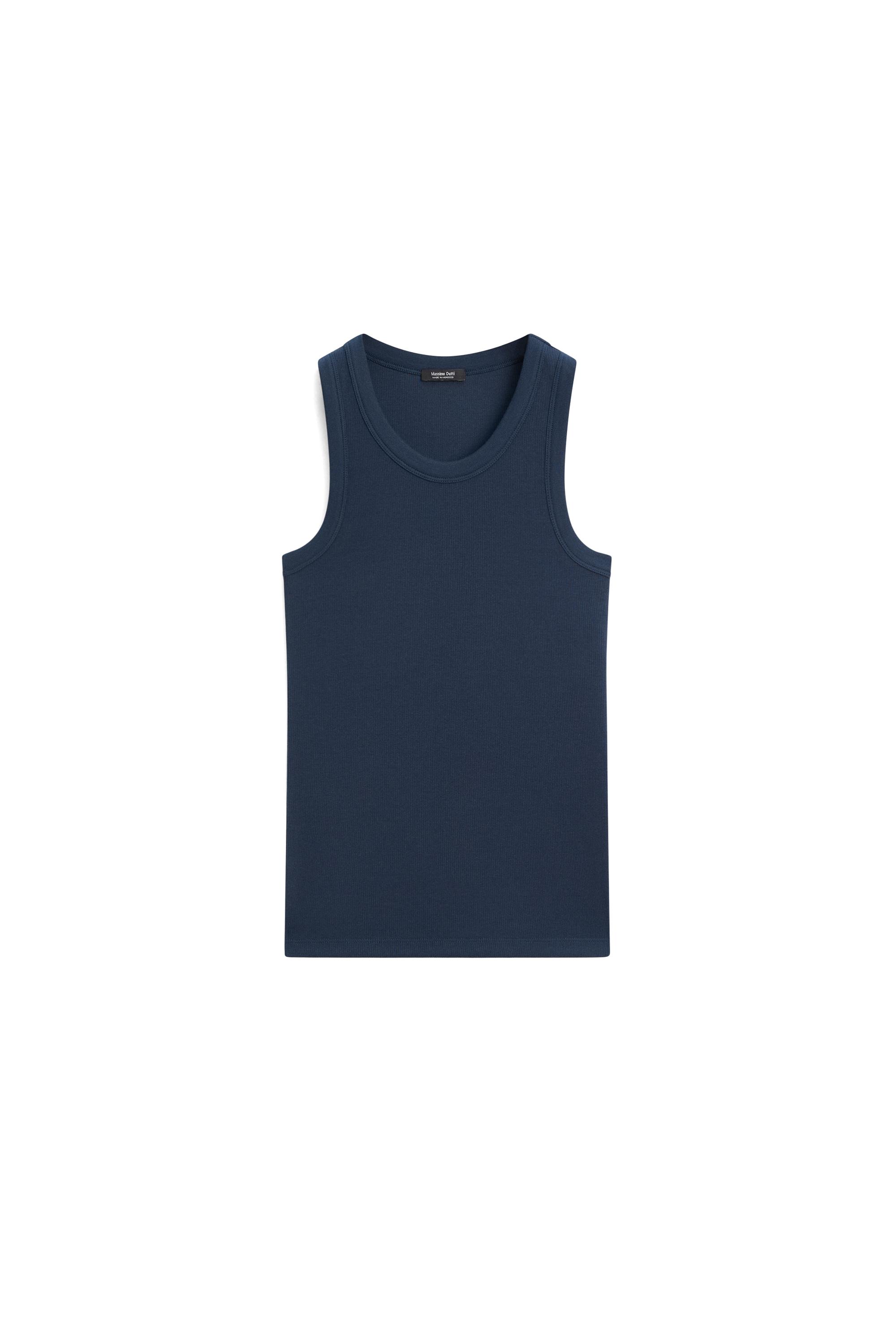 Cotton blend halter top — NAVY BLUE