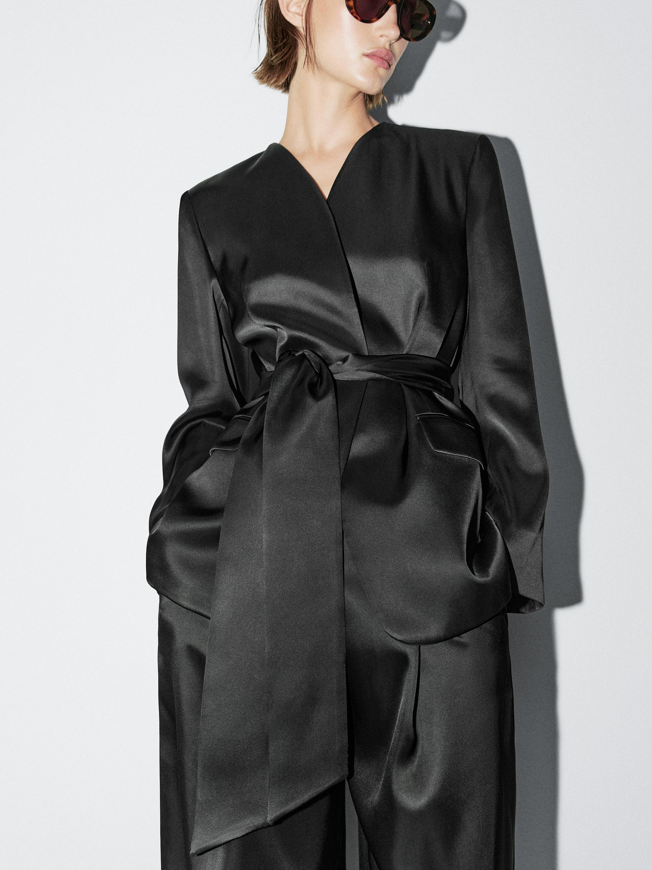 Satin blazer with scarf detail - STUDIO