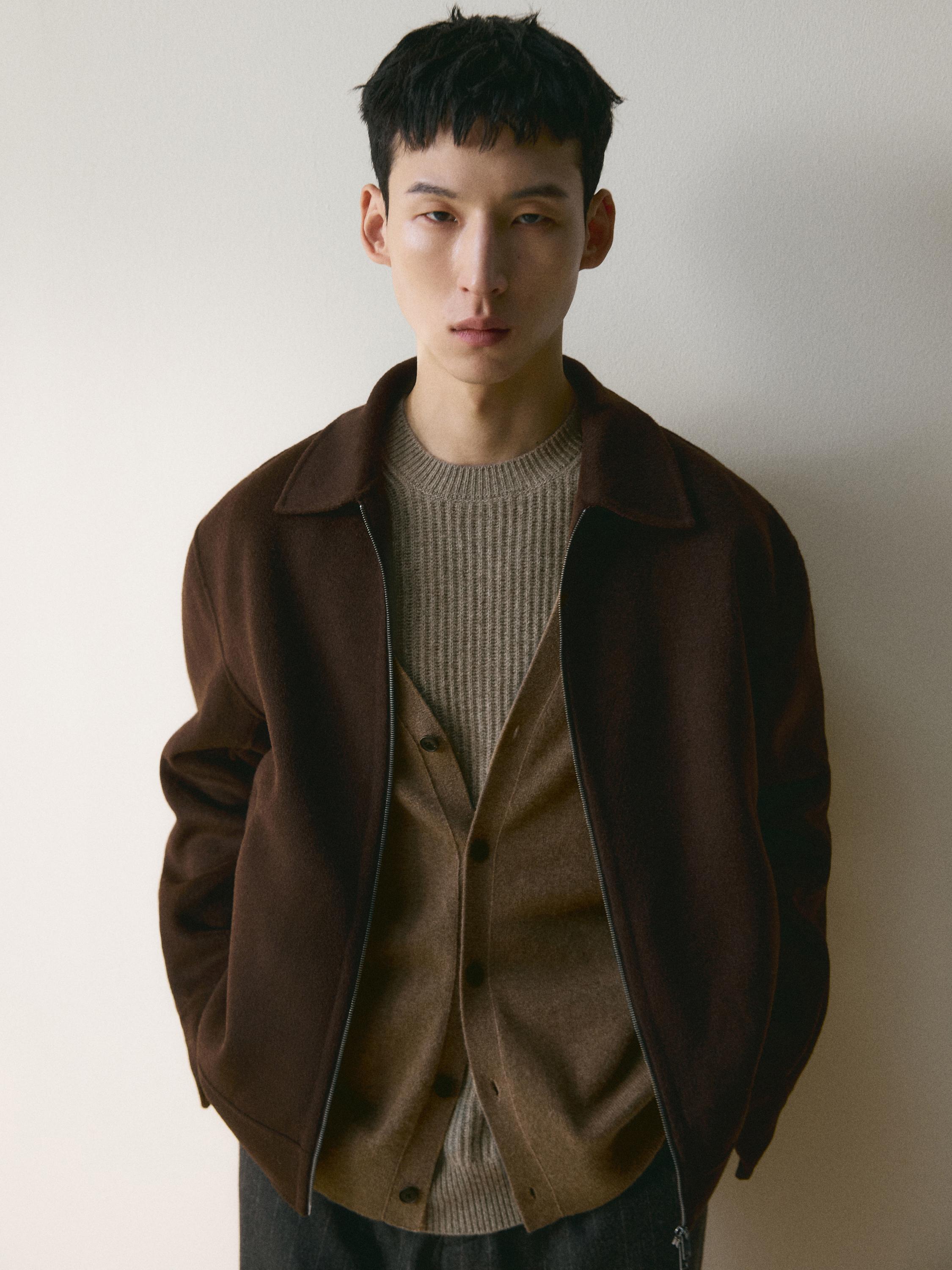 Ribbed knit wool and cashmere sweater