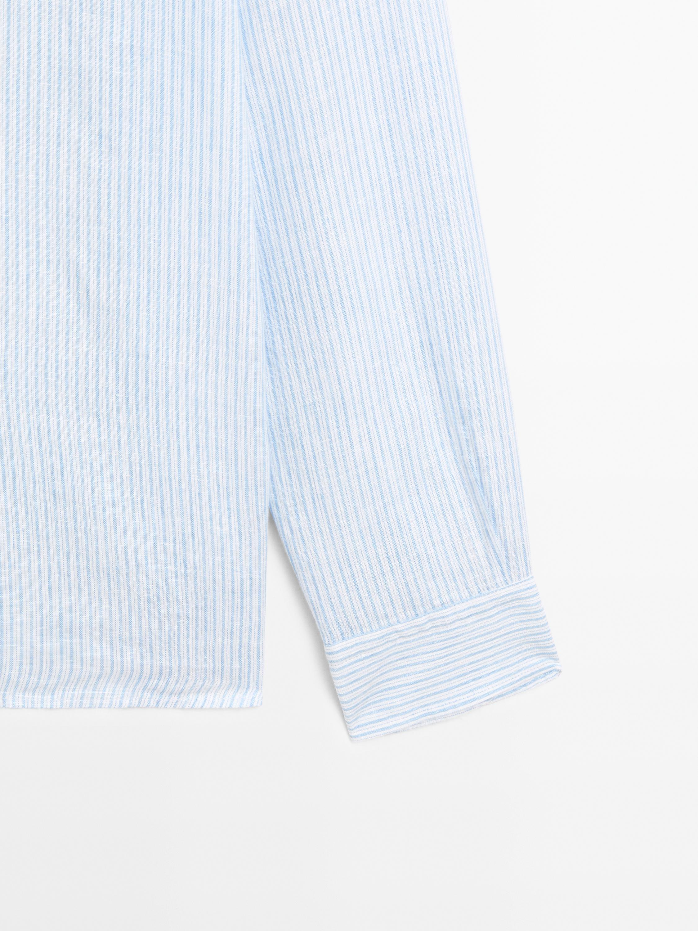 Slim fit striped 100% linen shirt