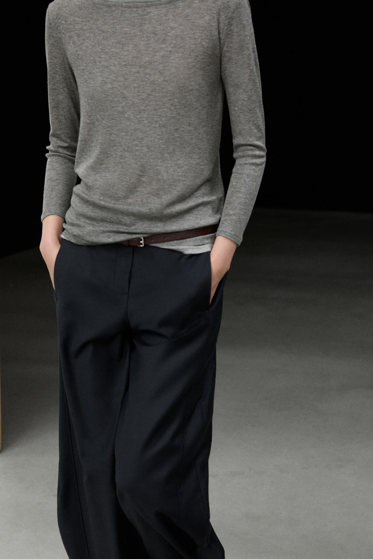 Double boat neck T-shirt — GREY MARL