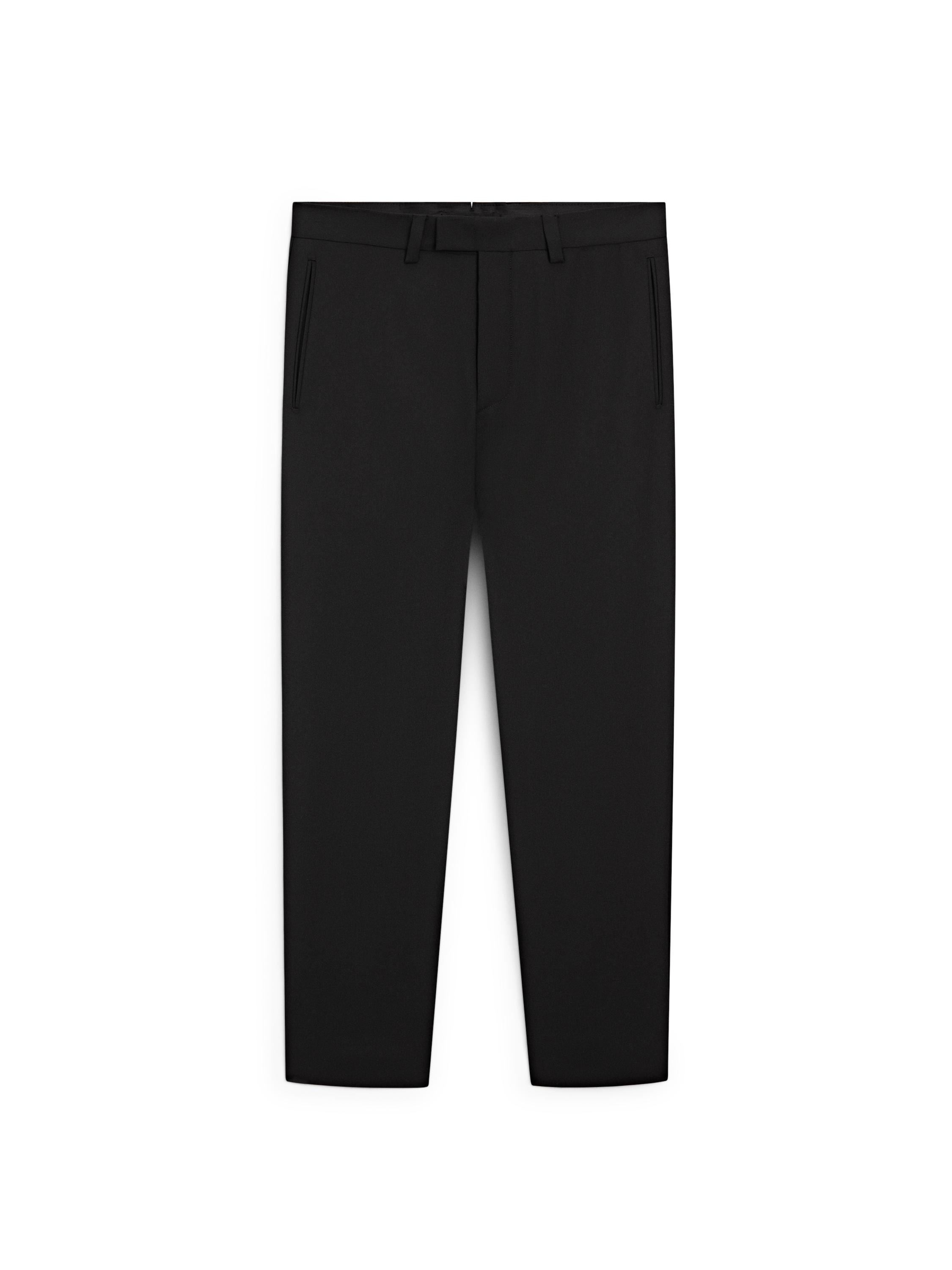Tailored three-ply wool barrel fit trousers — BLACK