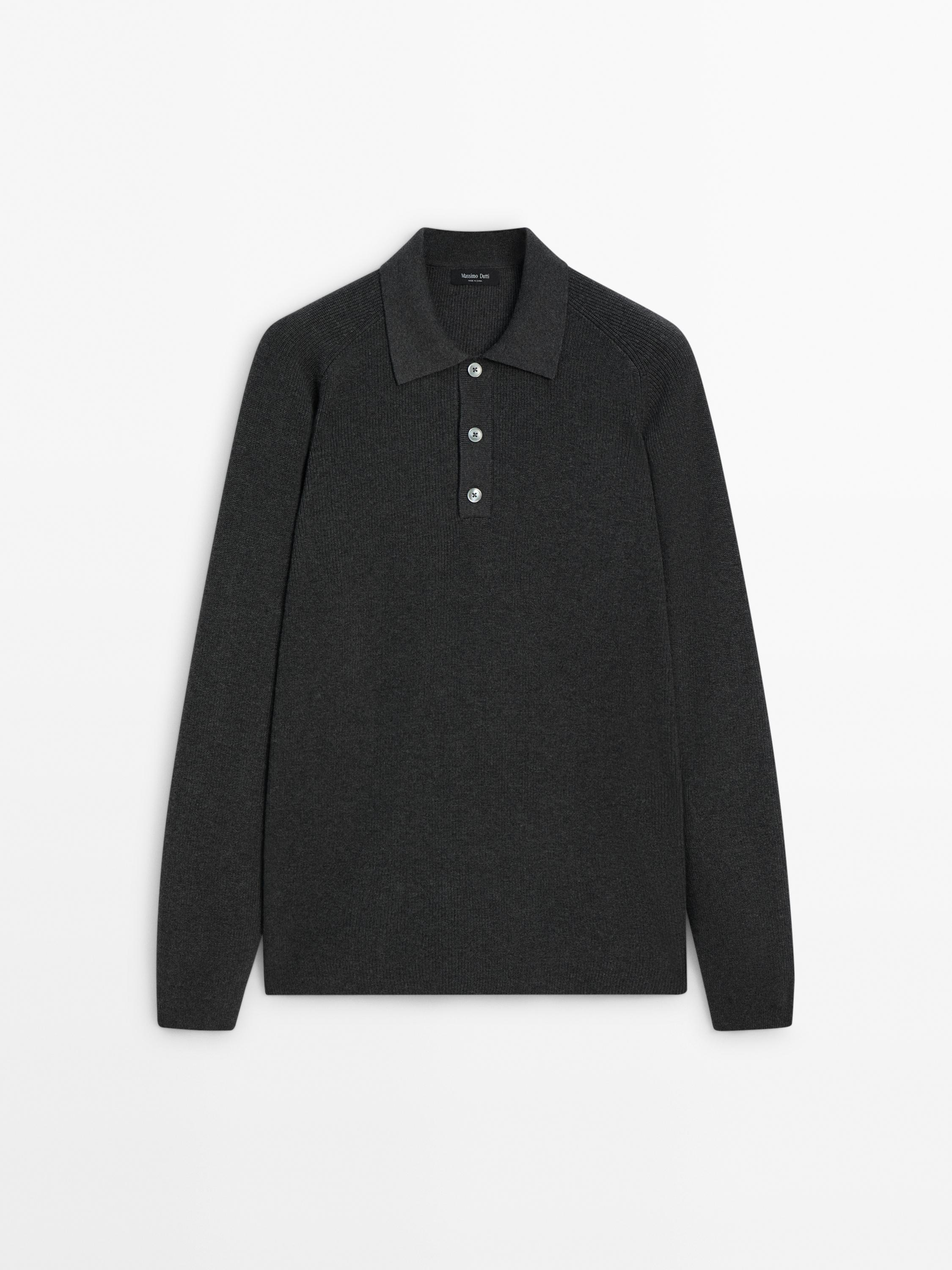 Ribbed polo neck knitted jumper