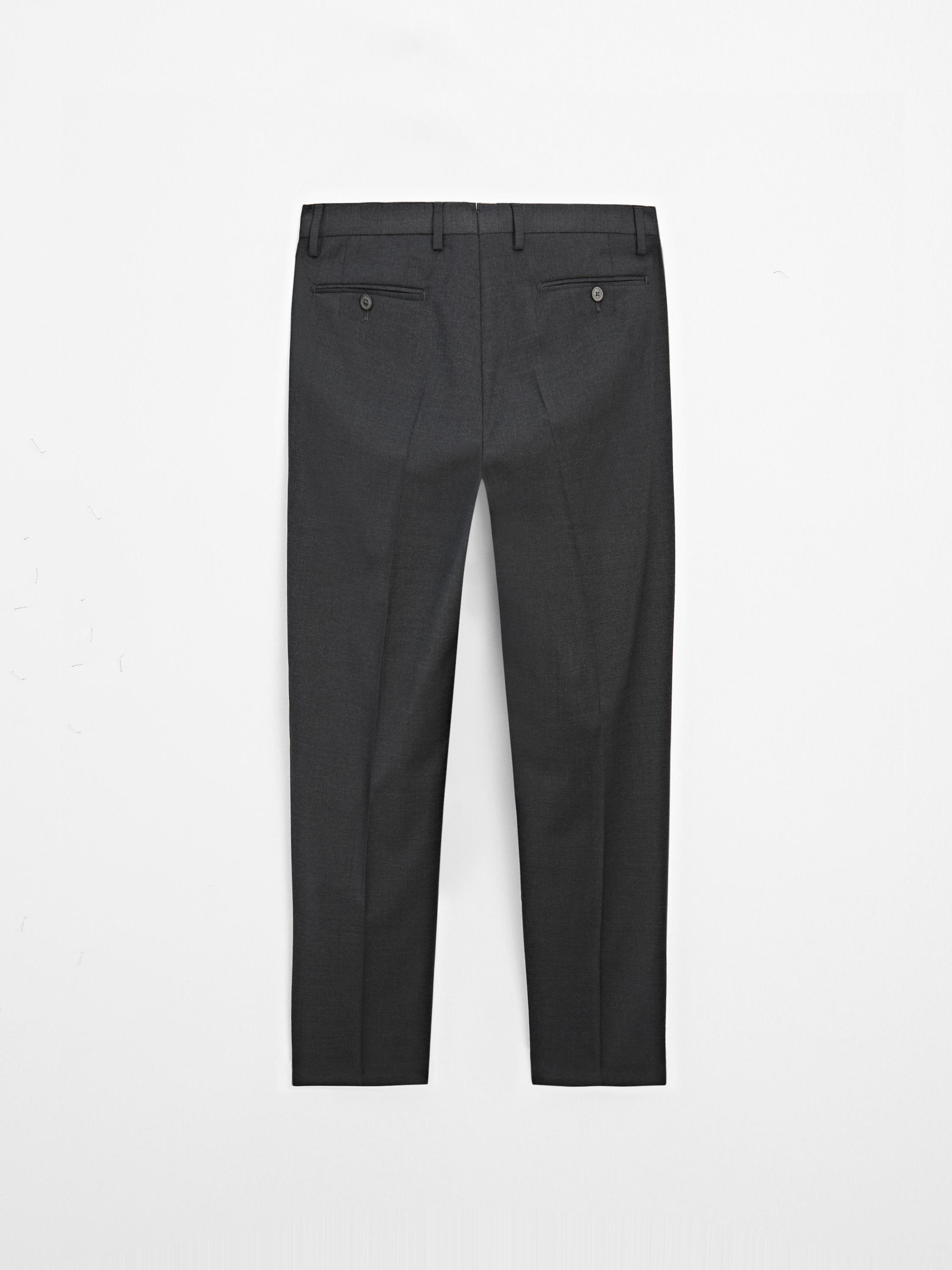 Plain wool suit trousers