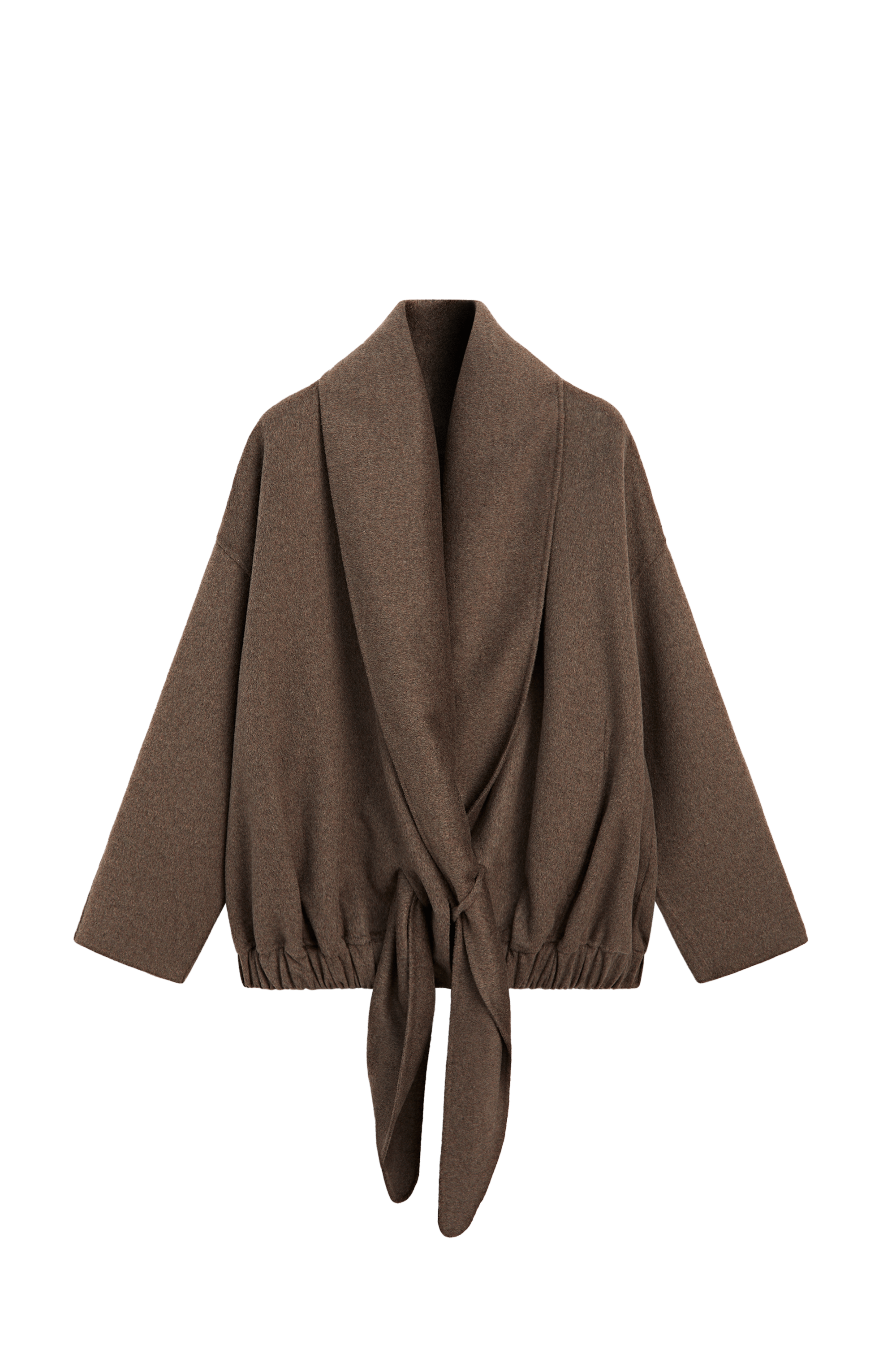Massimo Dutti Melanj yünlü kruvaze kısa ceket