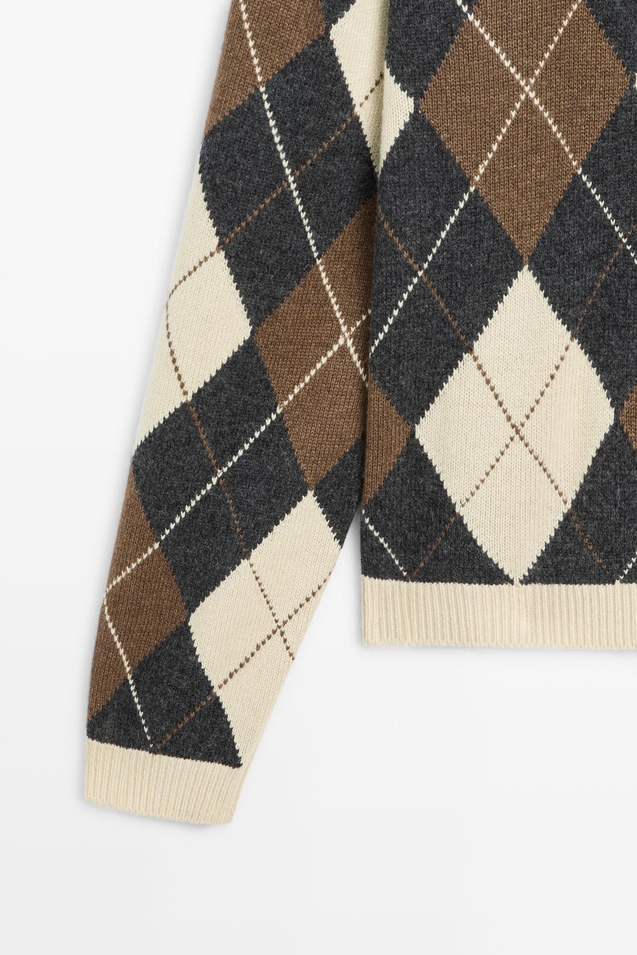 Wool-blend Argyle knit sweater — CREAM