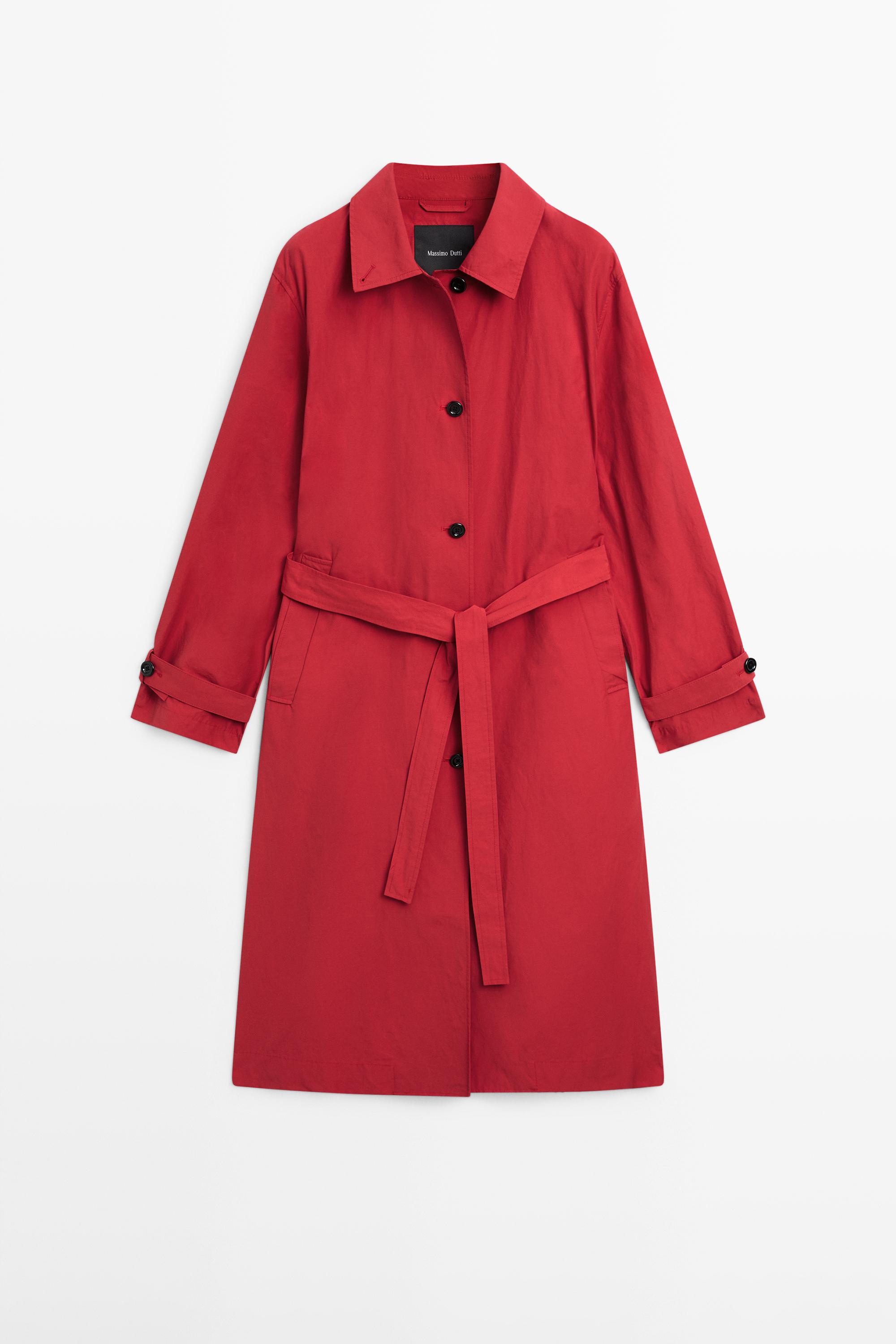 Technical cotton trench coat — RED