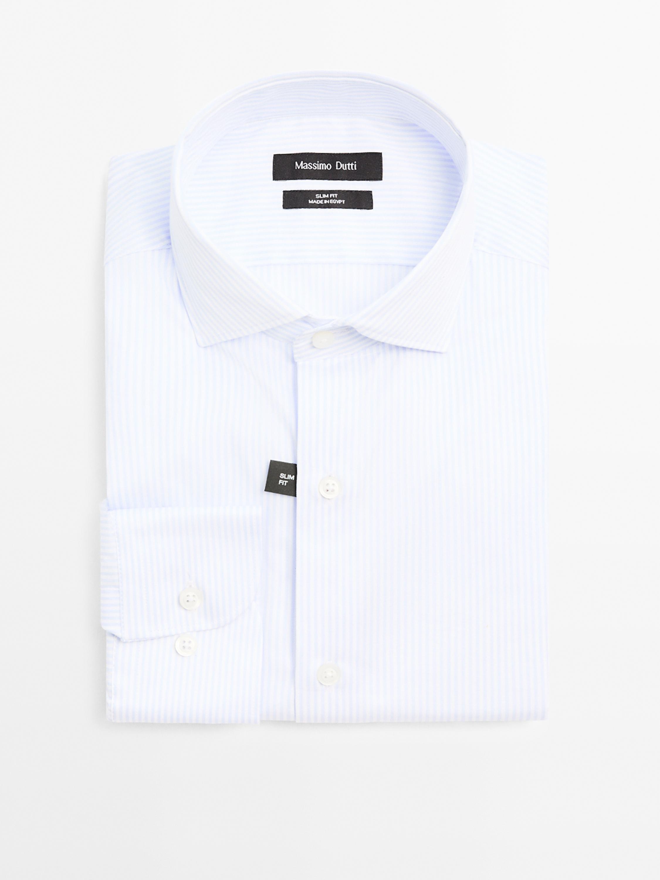 Slim fit striped 100% cotton shirt