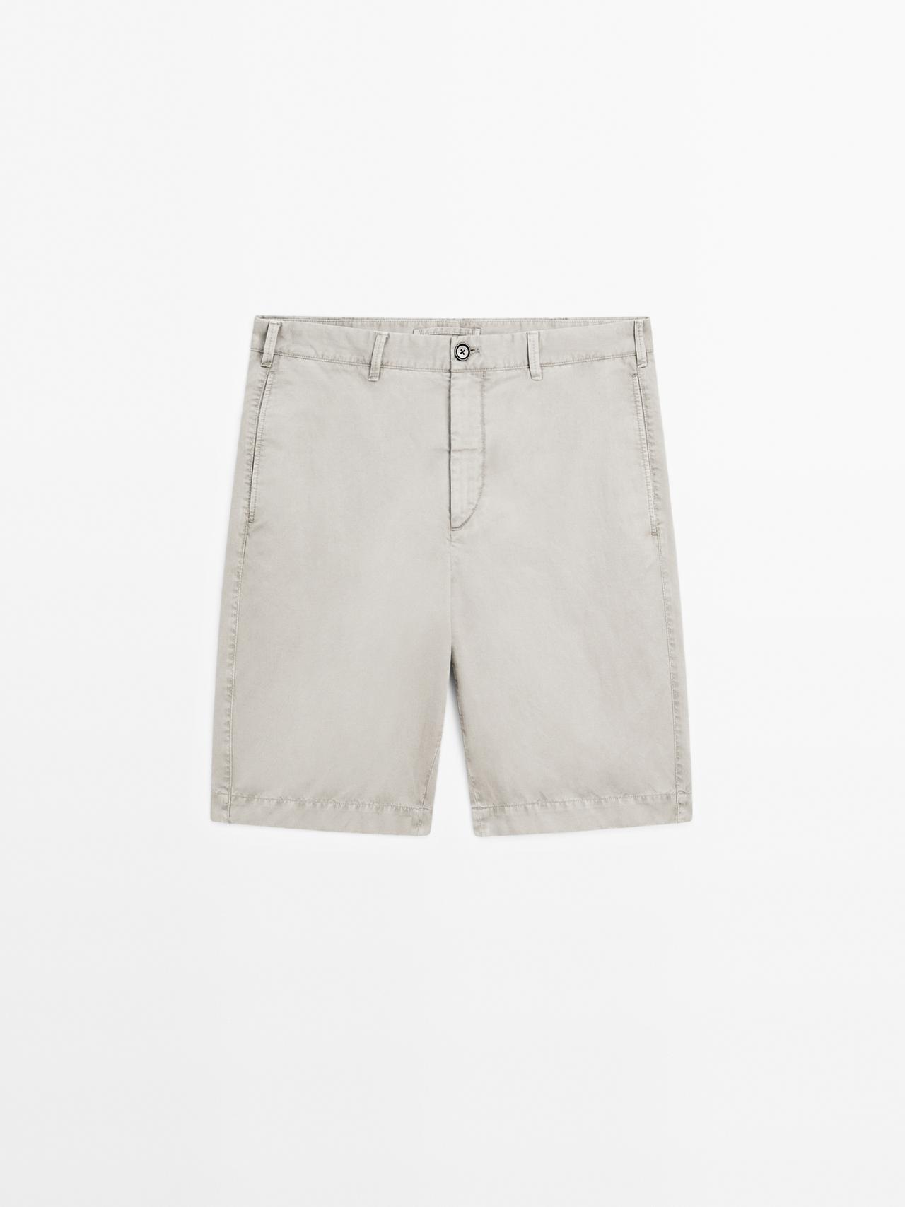 Massimo Dutti - Herre - Lette Bermudashorts I Hørblanding - Grøn - 44