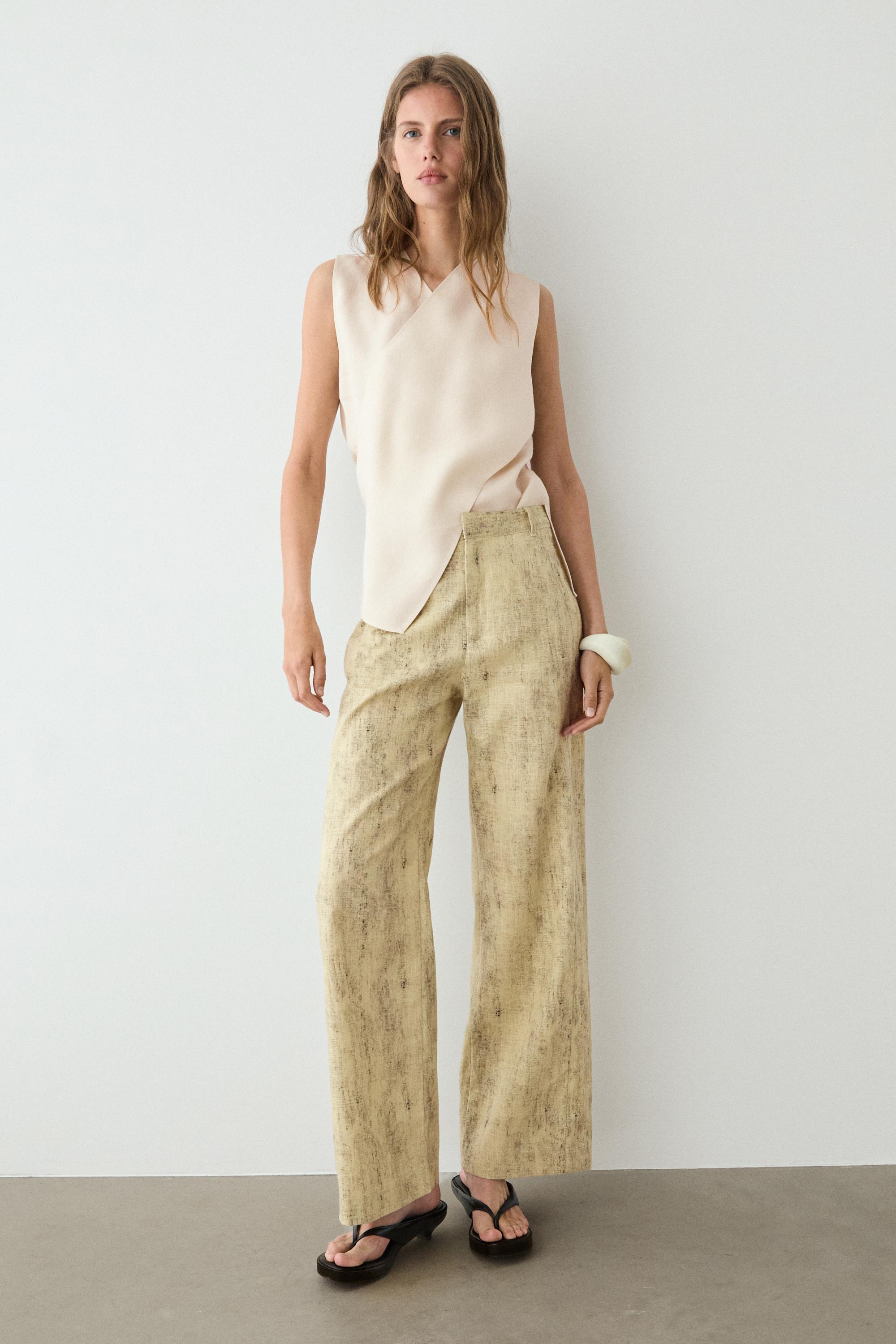 Ramie blend trousers — YELLOW