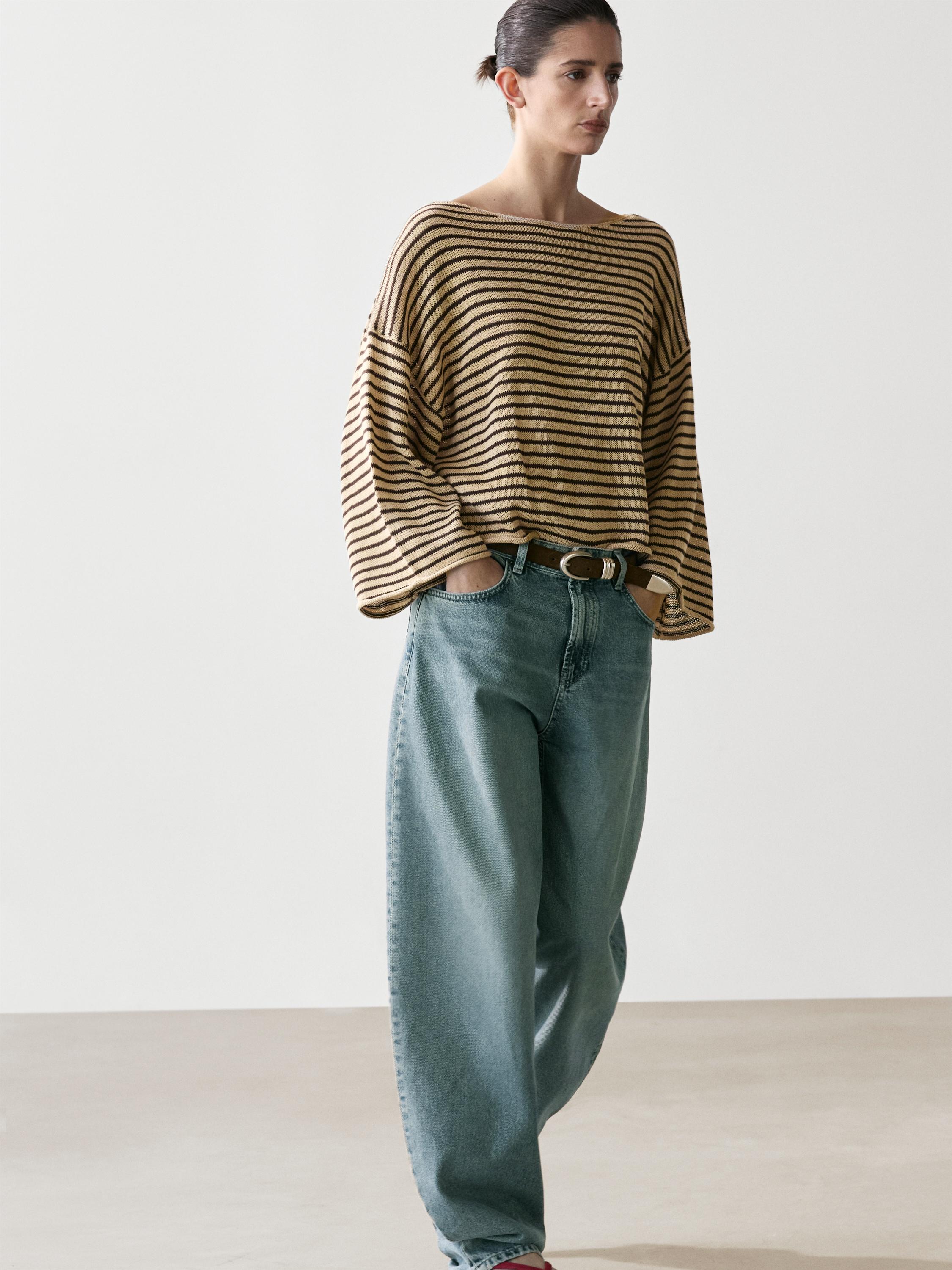 100% cotton striped knit sweater