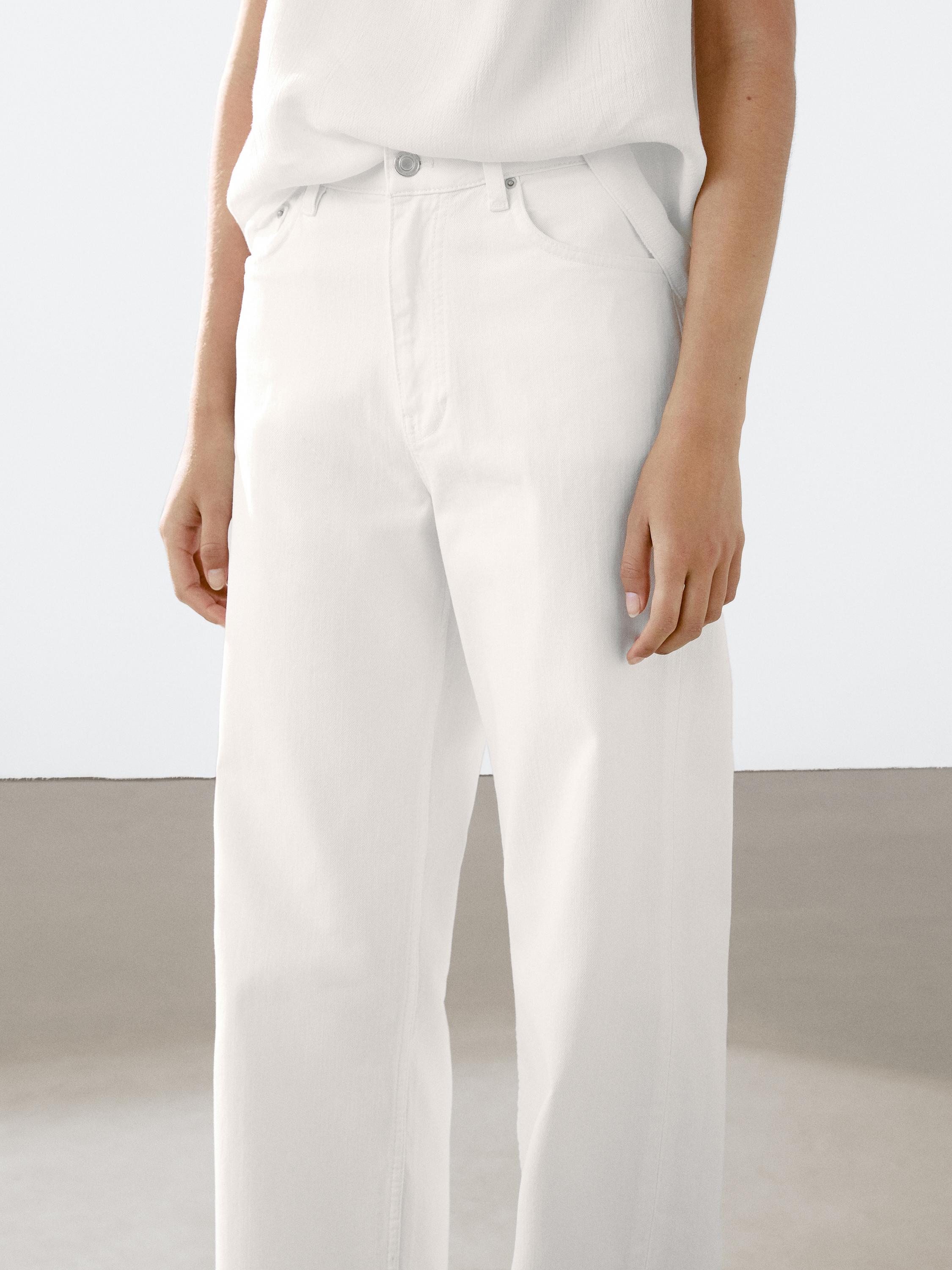 Wide straight fit denim trousers