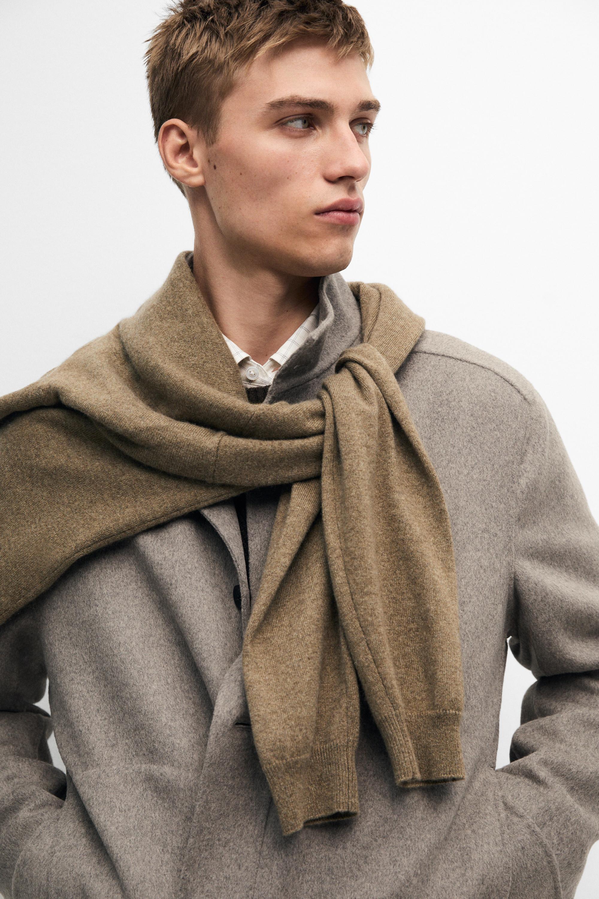 Wool blend high neck double fabric jacket — MINK