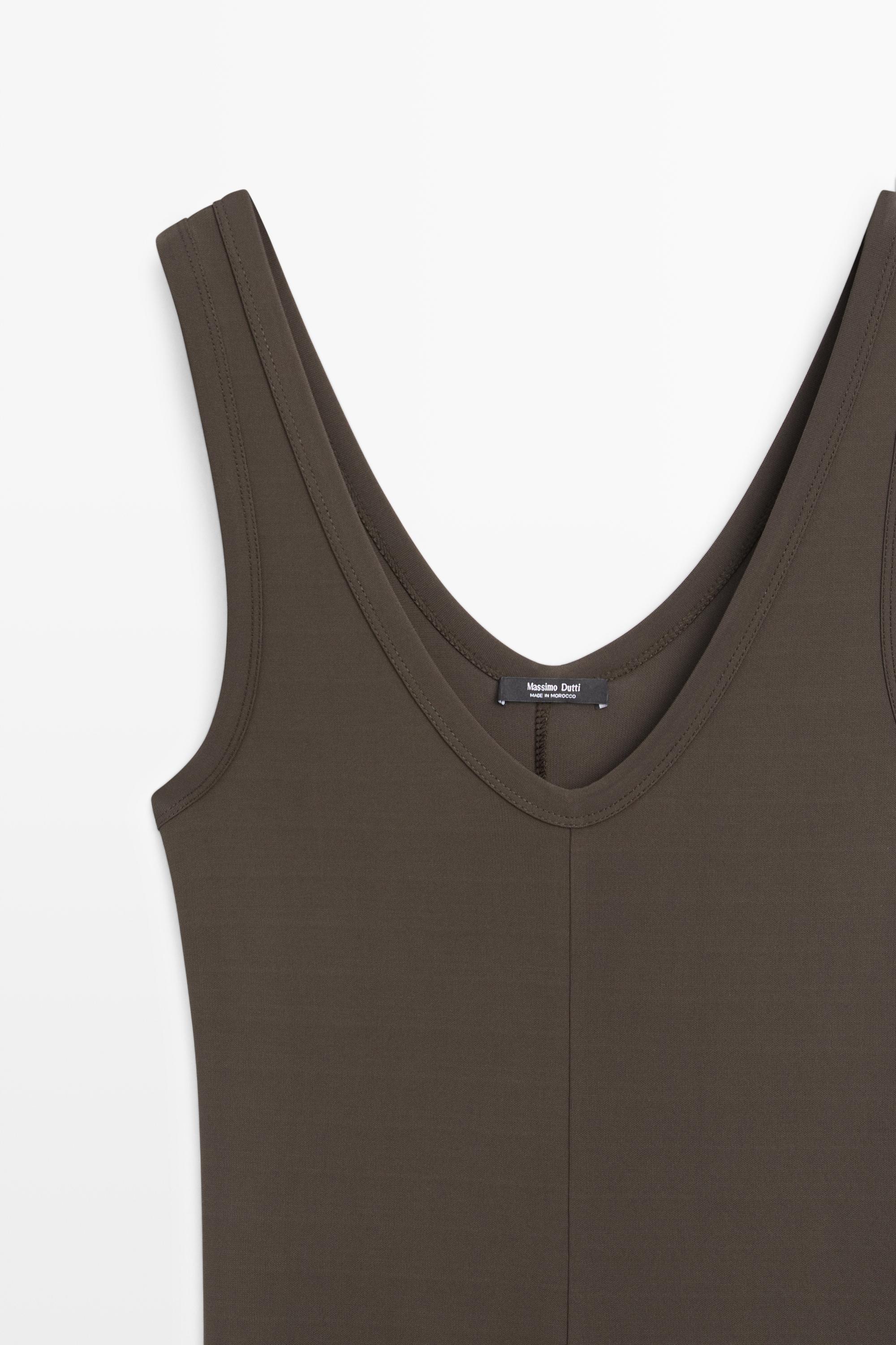 Midi dress with central seam detail — KHAKI
