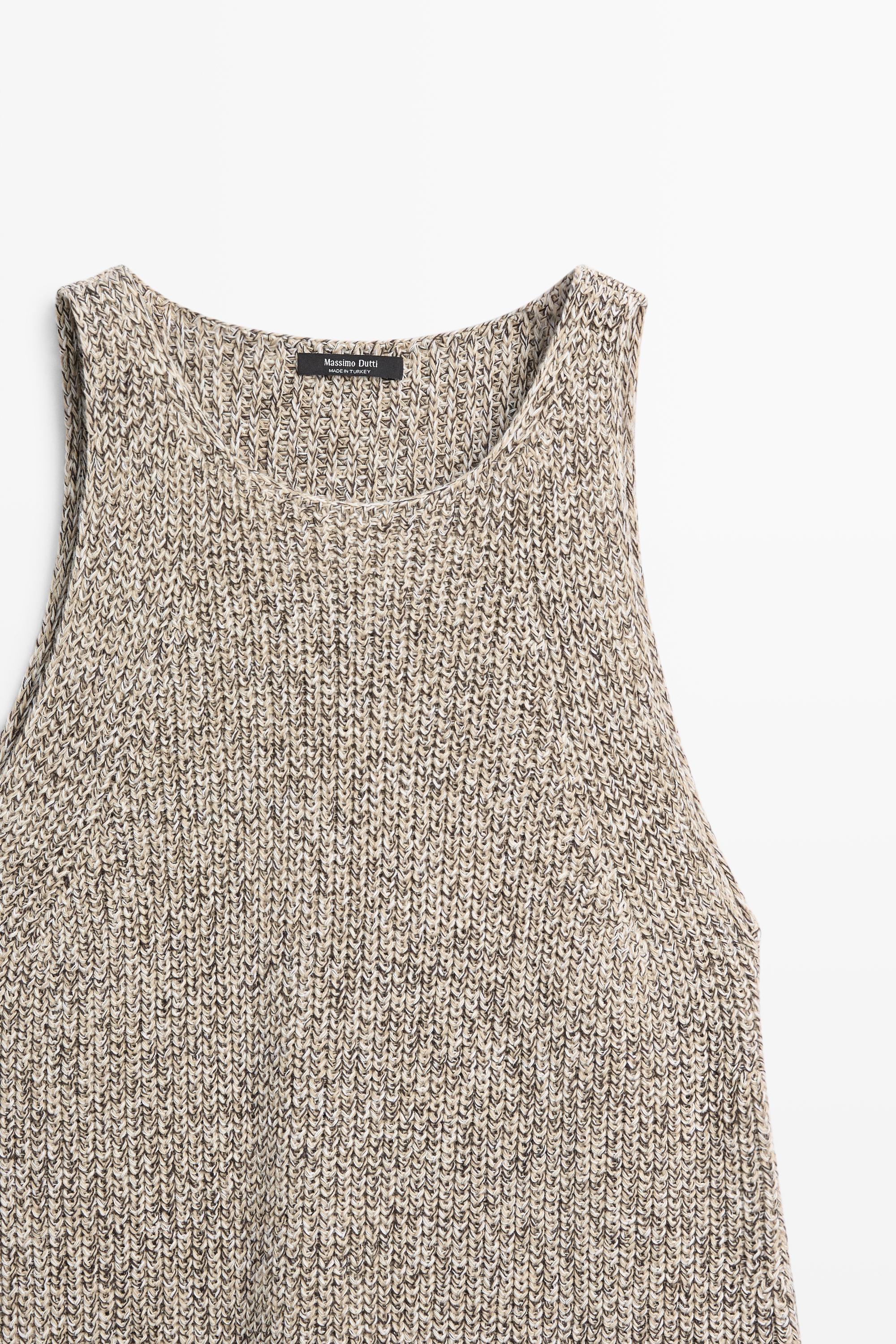 Asymmetric knit top — STONE