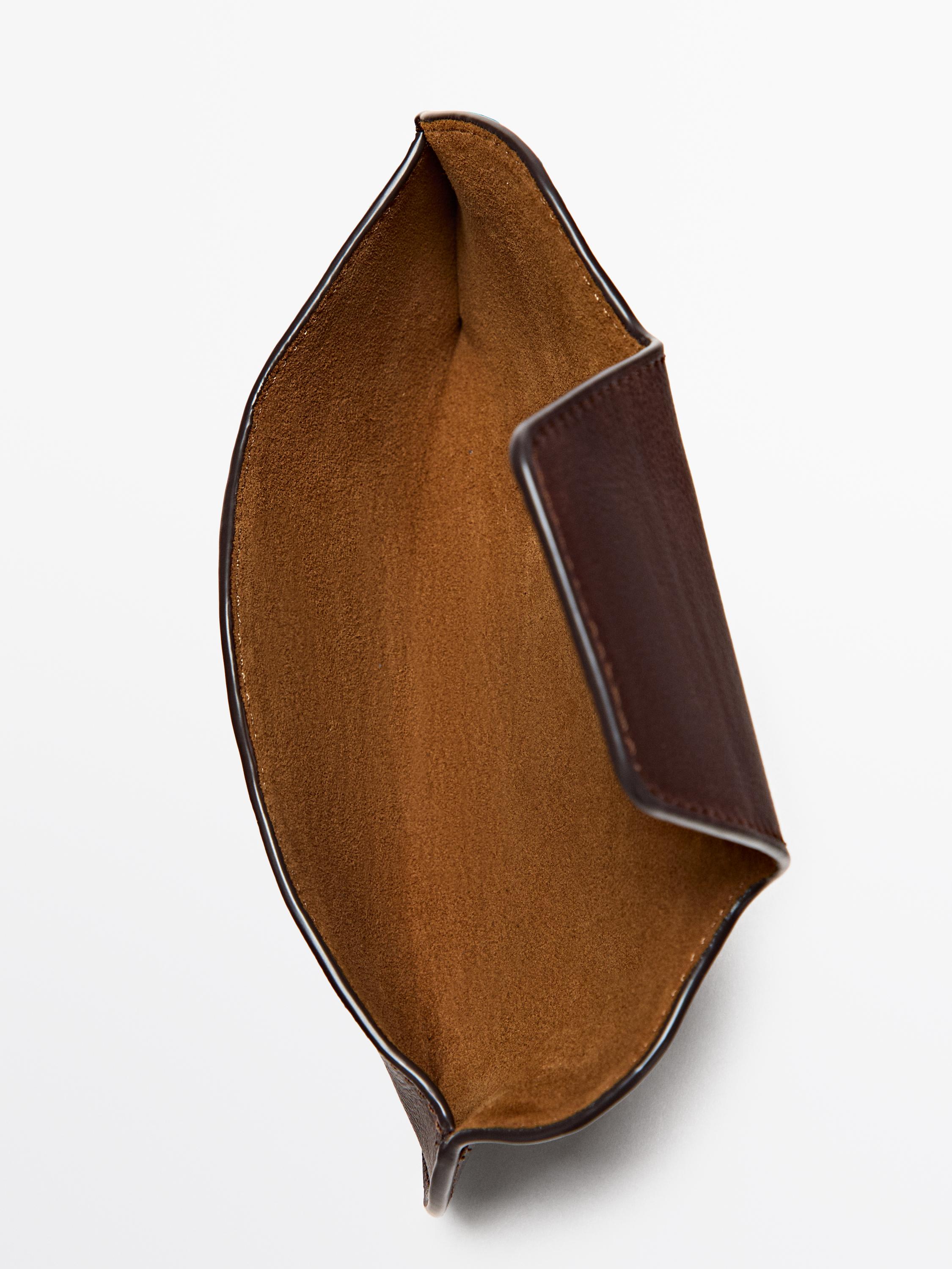 Nappa leather glasses case — BROWN