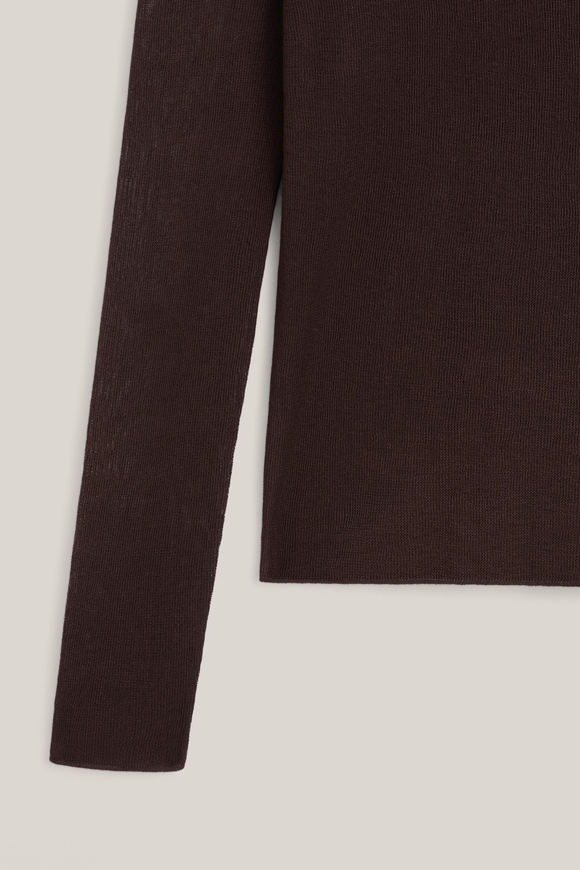 Transparent silk blend top with long sleeves - LIMITED EDITION — BROWN