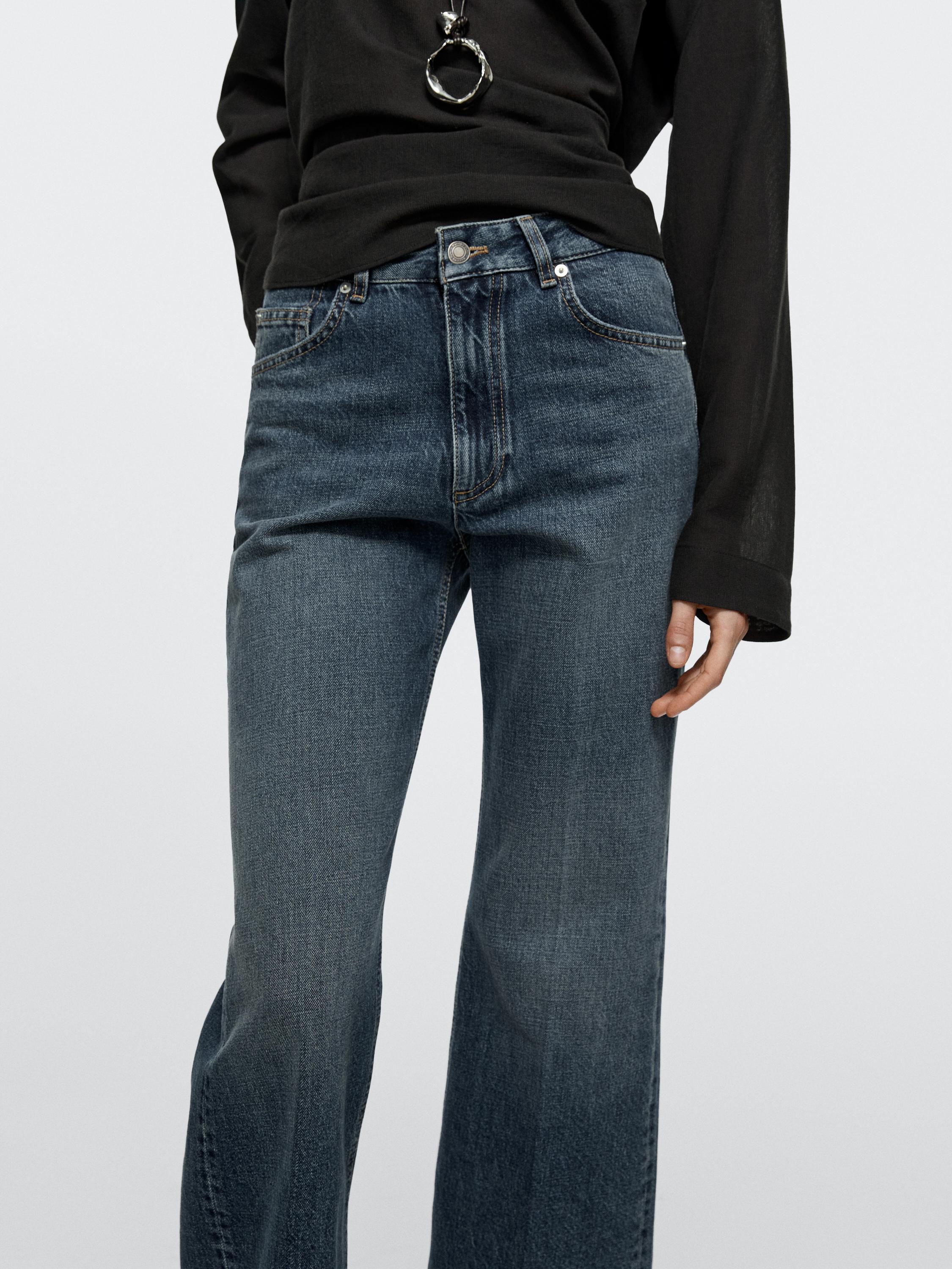 Mid-rise cropped flare fit jeans — MEDIUM BLUE