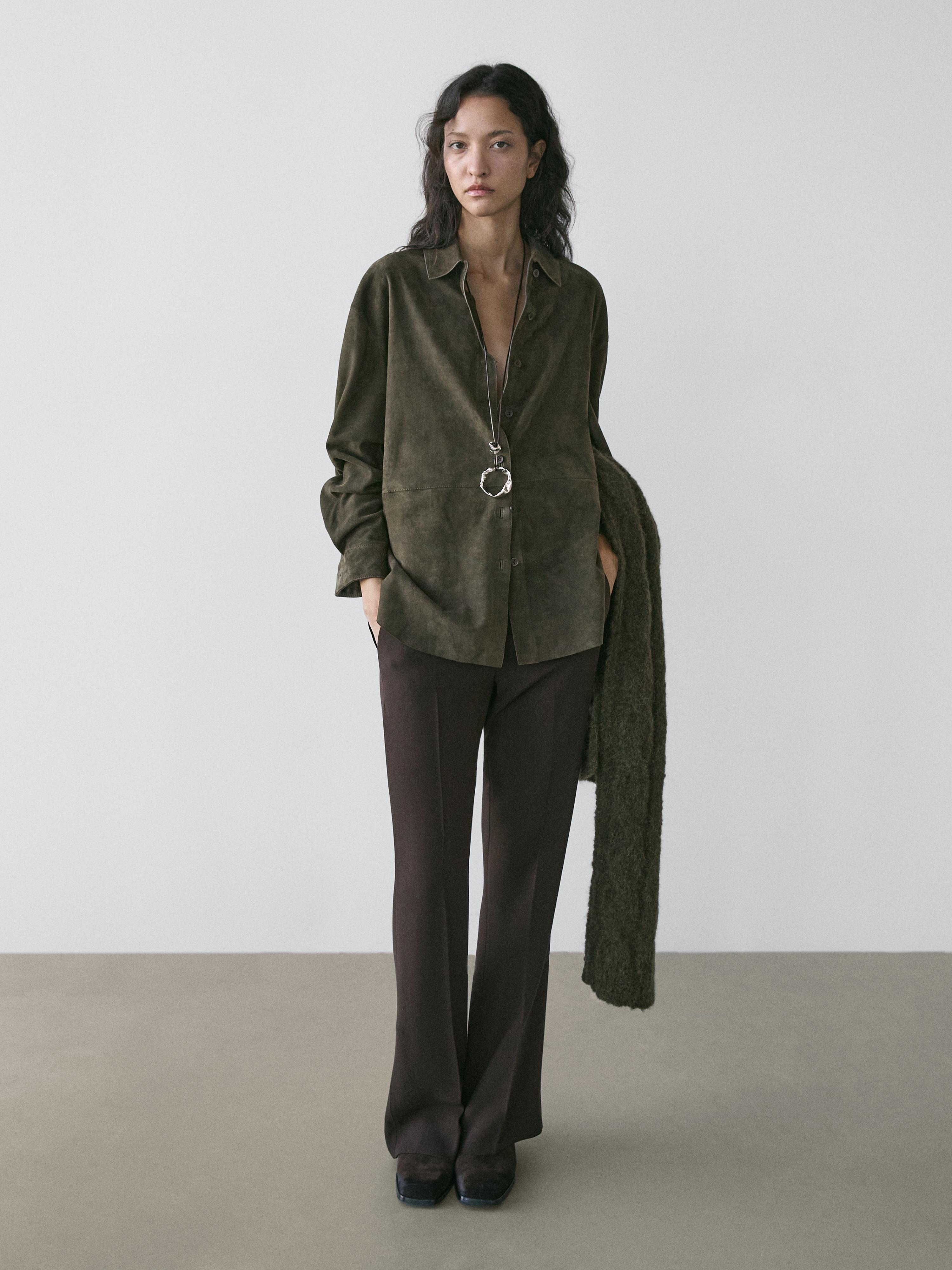 Flared trousers with pocket — Chocolate